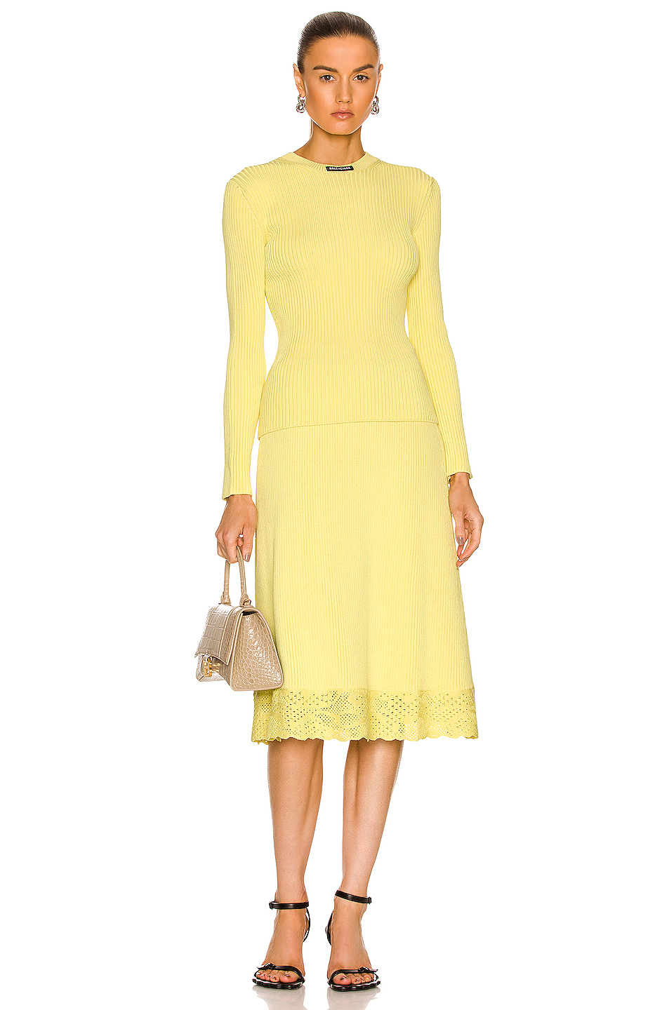 image 4 of balenciaga slip skirt in yellow