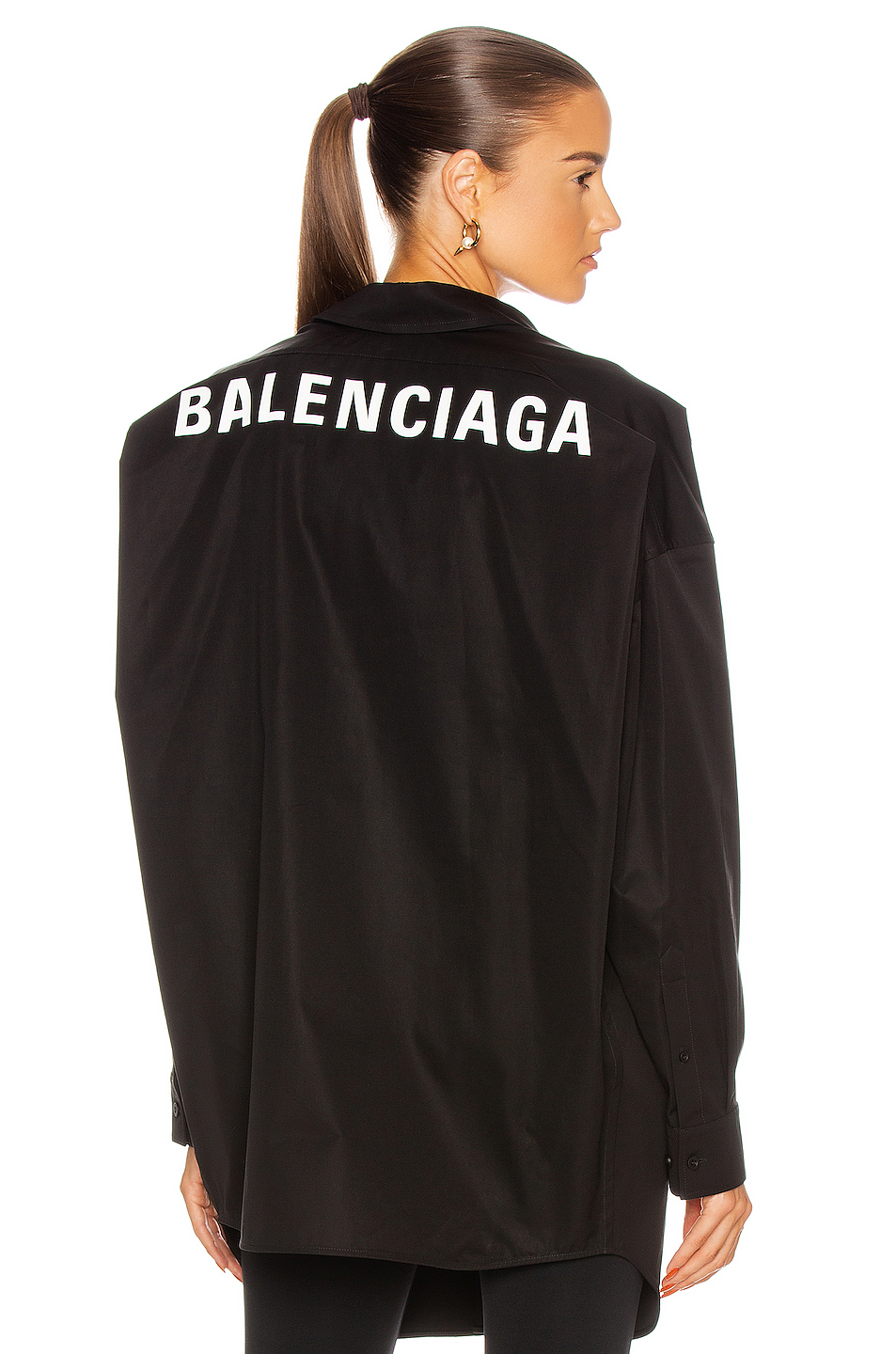 image 1 of balenciaga long sleeve swing shirt in black