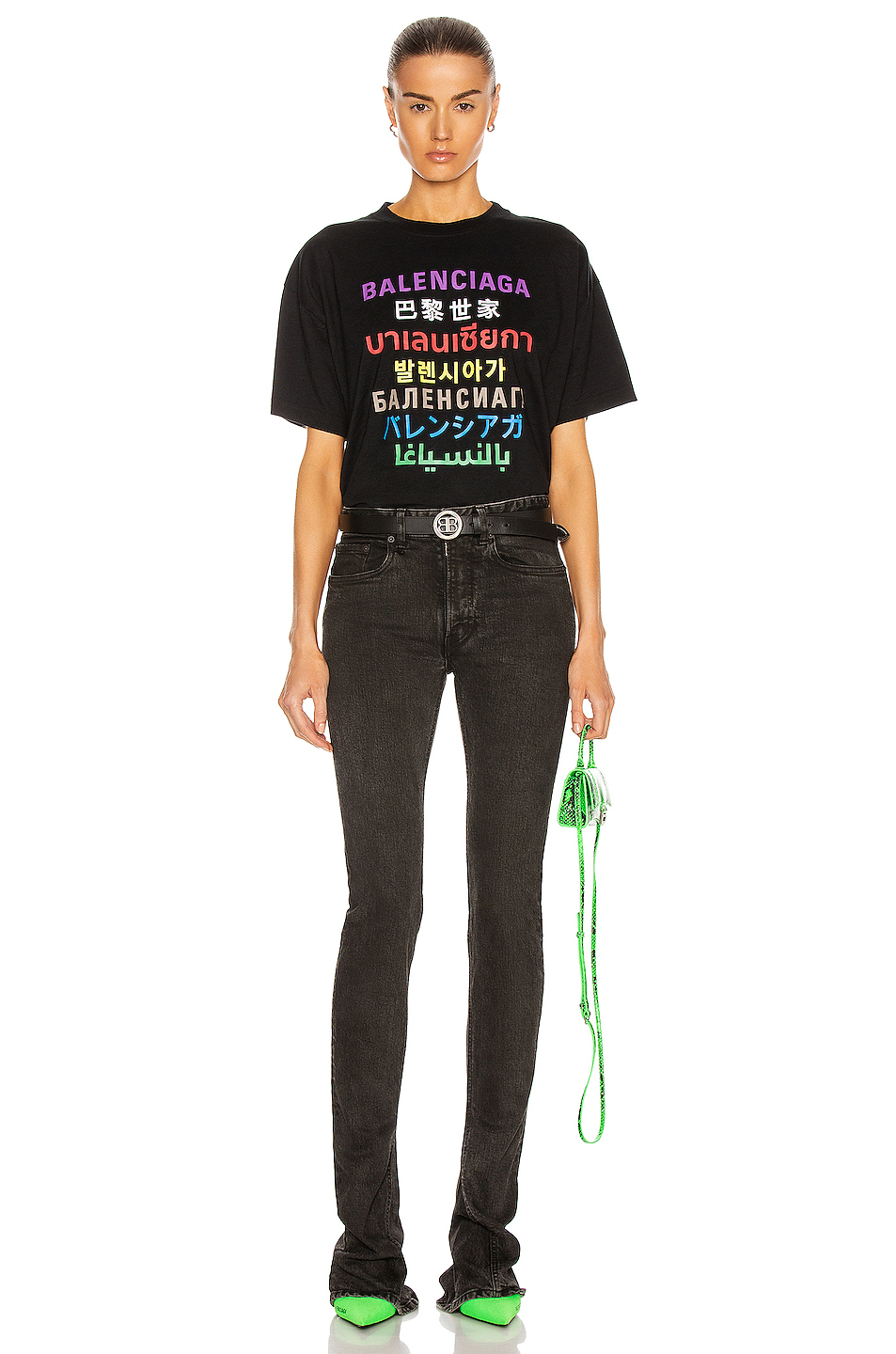 image 4 of balenciaga medium fit t shirt in black &