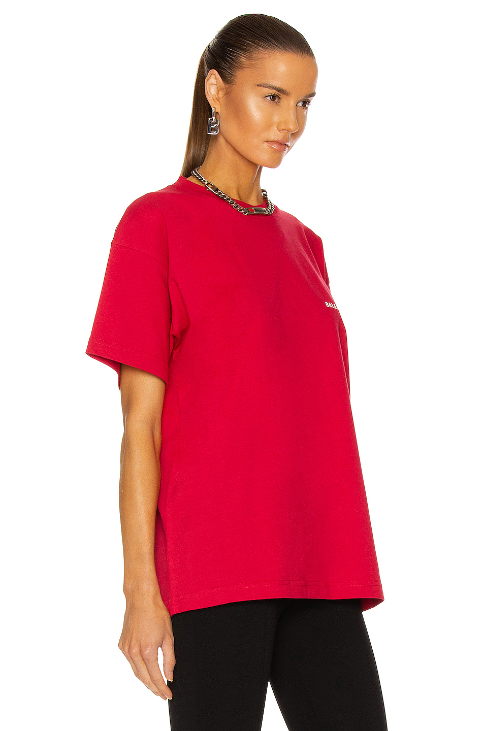 image 3 of balenciaga medium fit t shirt in raspberry & white