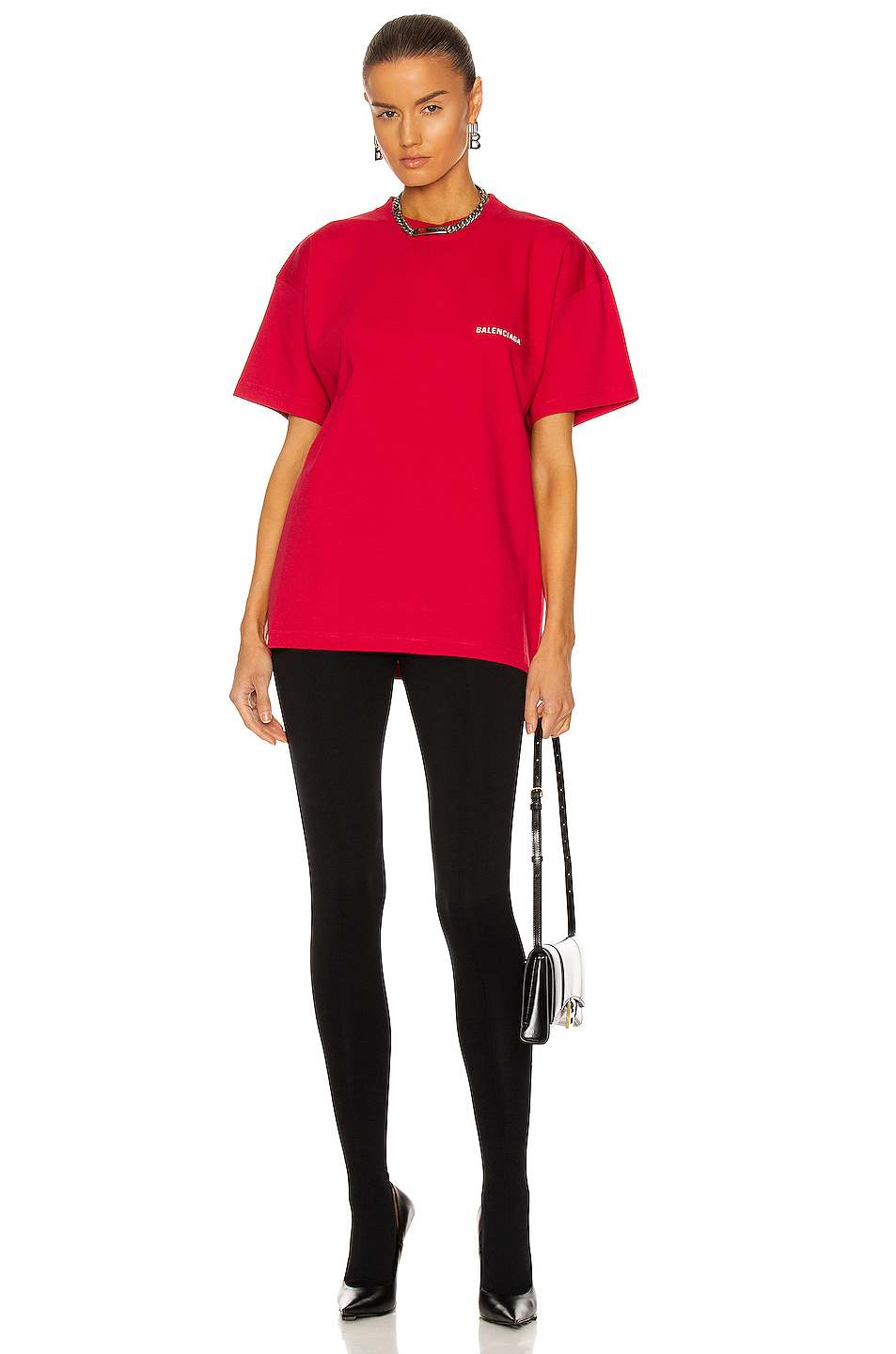 image 5 of balenciaga medium fit t shirt in raspberry & white