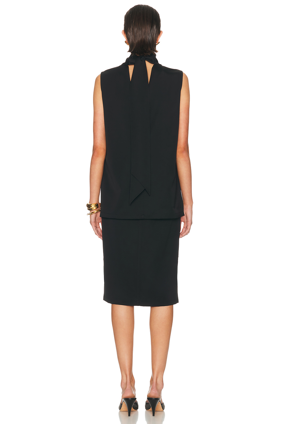 Noa Pleated Mock Neck Wool Dress