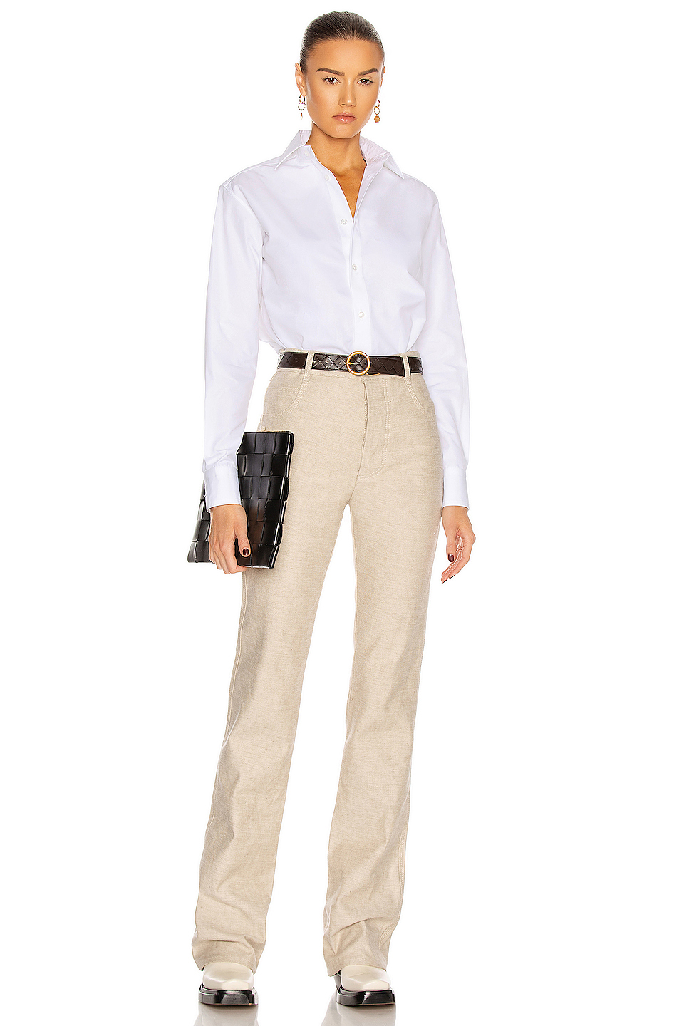 bottega veneta popeline 纽扣衬衫 – 白色 | fwrd