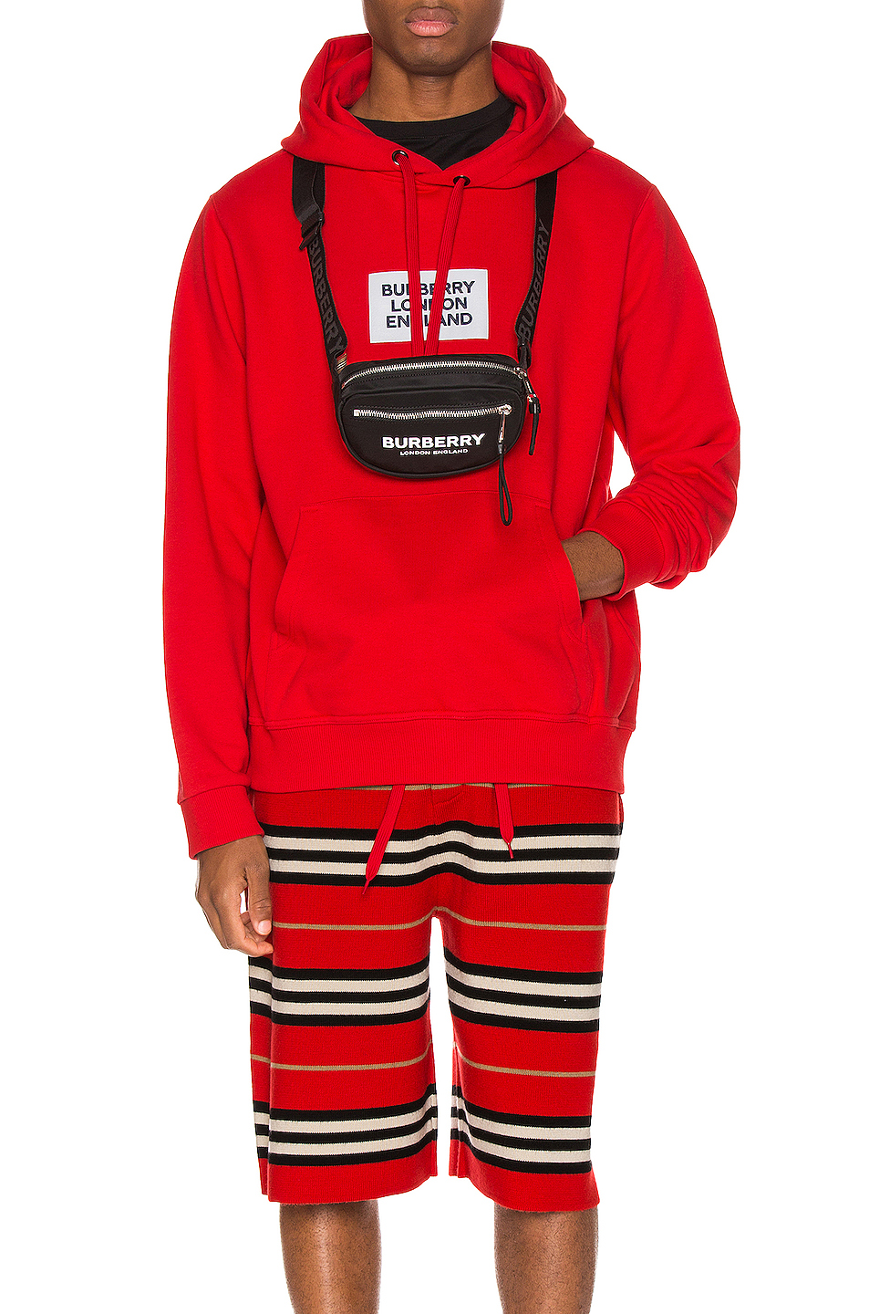 image 1 of burberry farrows hoodie in bright red