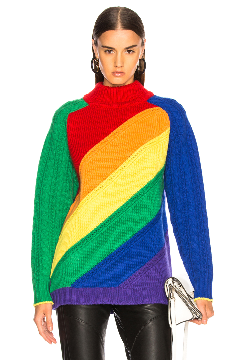 image 1 of burberry rainbow turtleneck sweater in multicolor