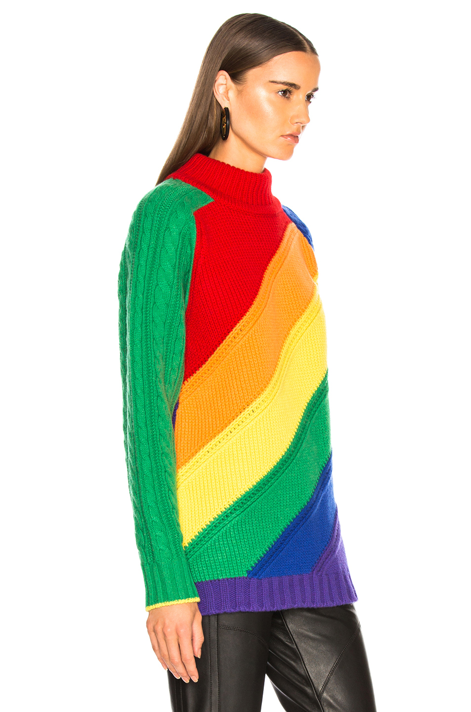image 2 of burberry rainbow turtleneck sweater in multicolor