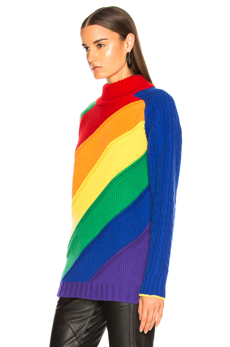 image 3 of burberry rainbow turtleneck sweater in multicolor