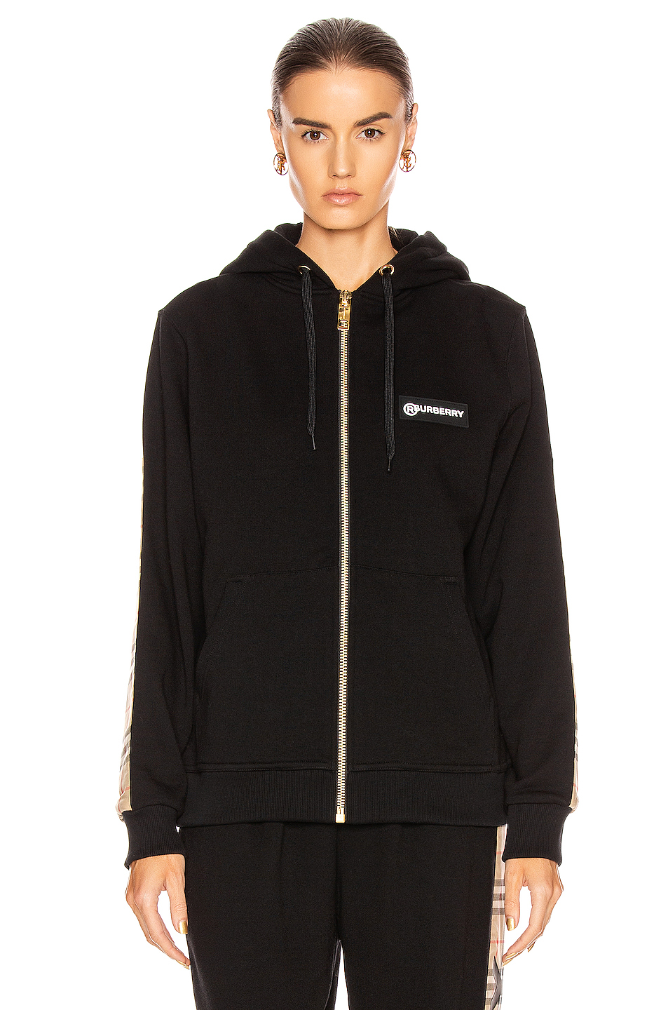 image 3 of burberry aubree hooded jacket in black