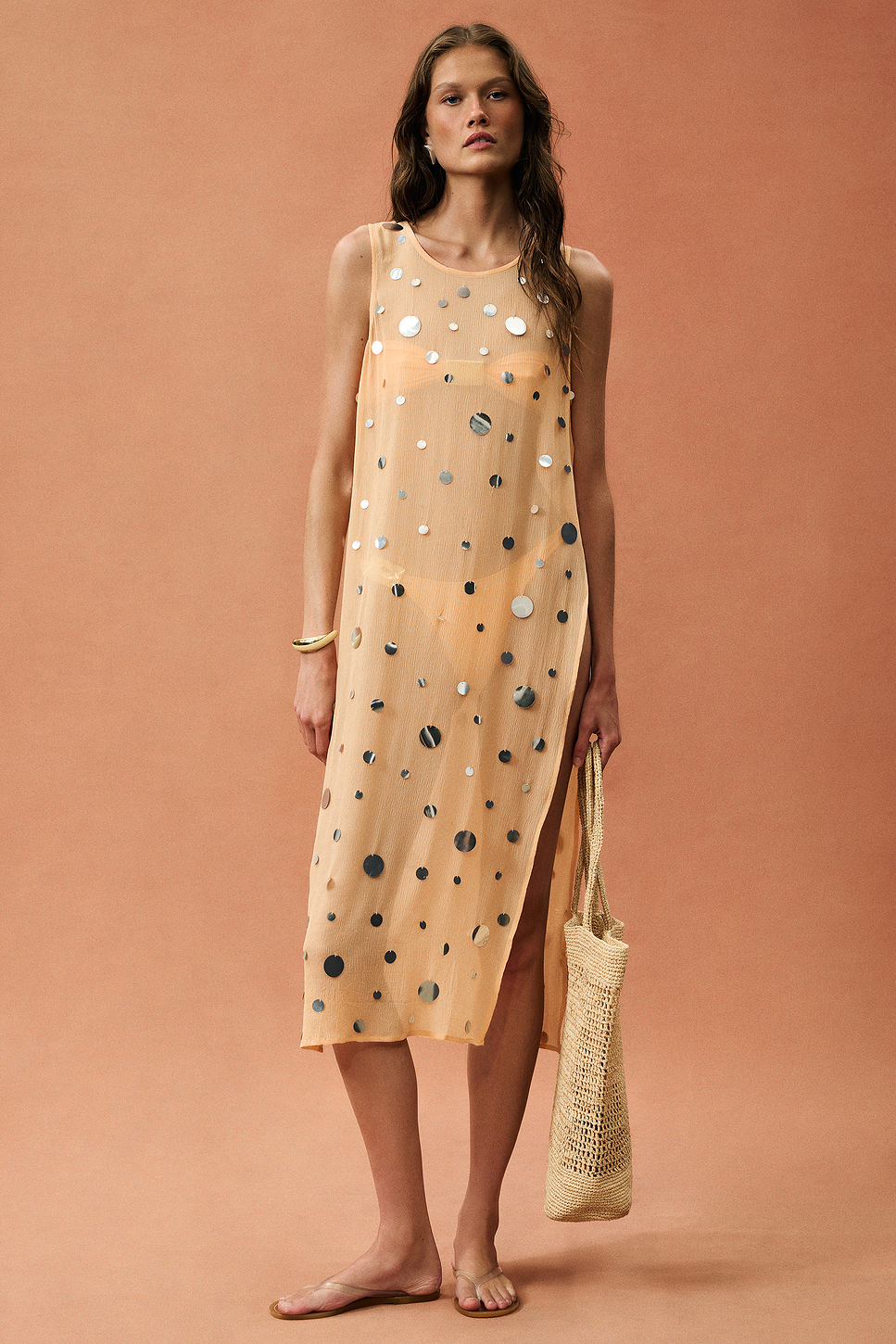 Sheer Sequin Chiffon Tunic