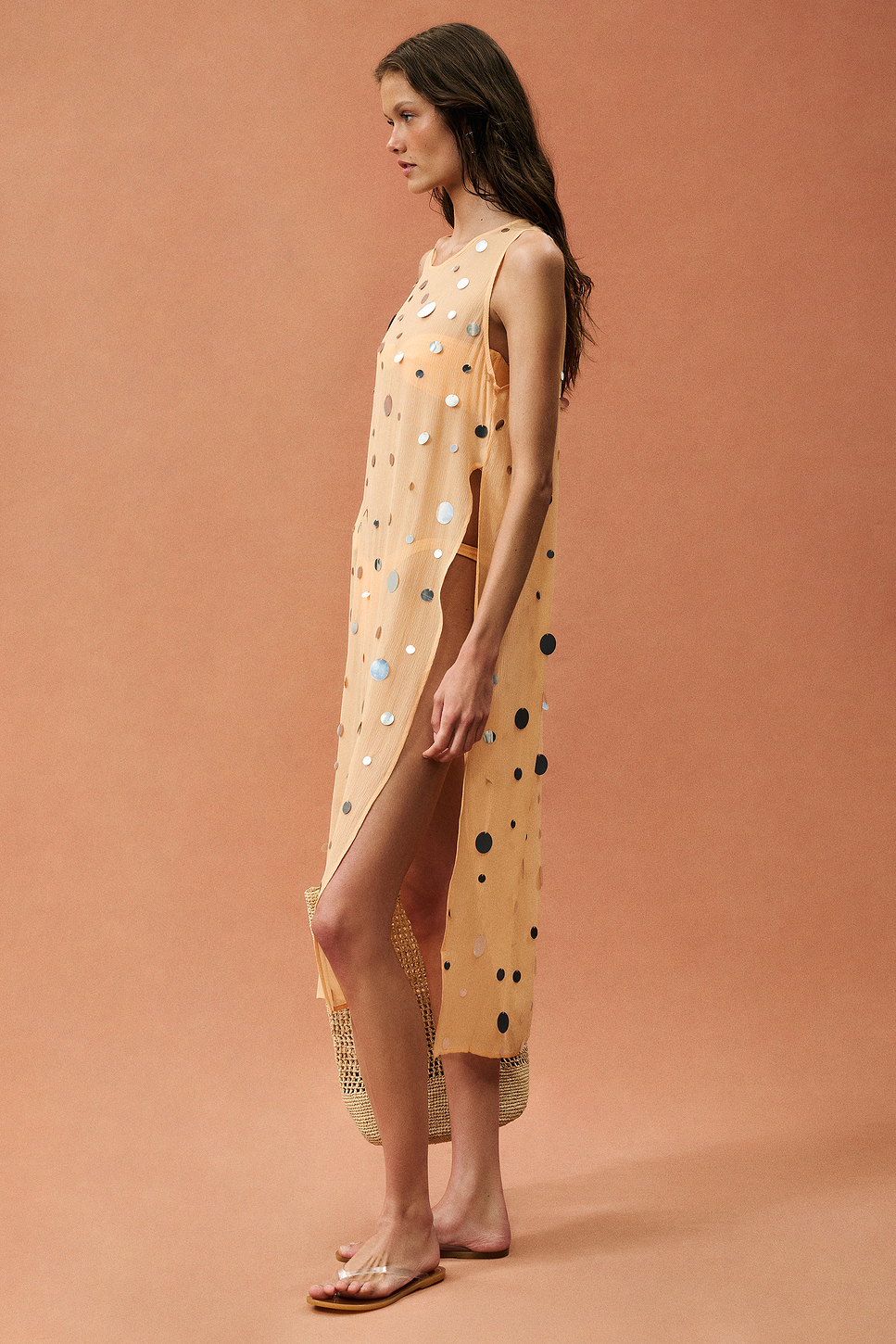 Sheer Sequin Chiffon Tunic