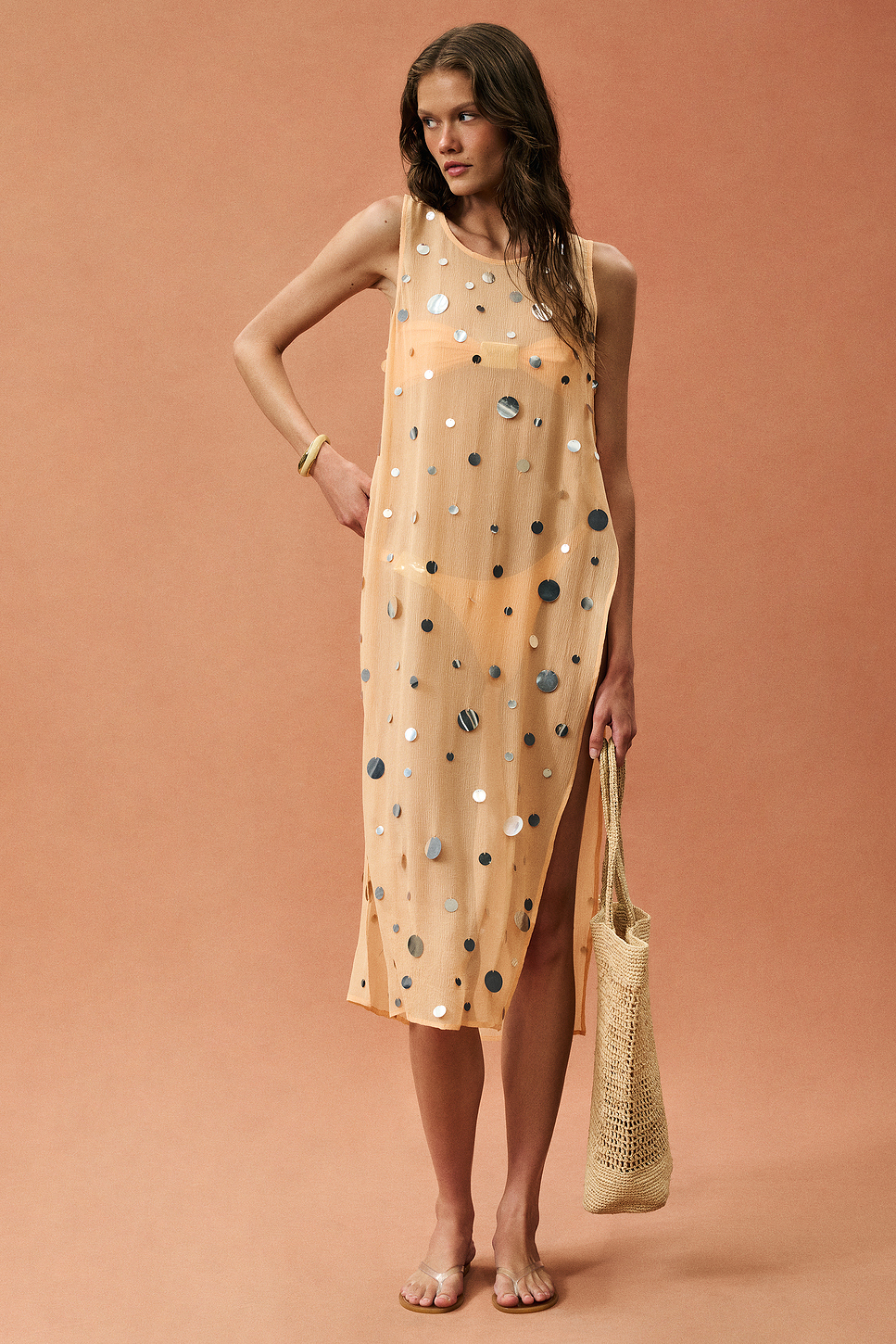 Sheer Sequin Chiffon Tunic