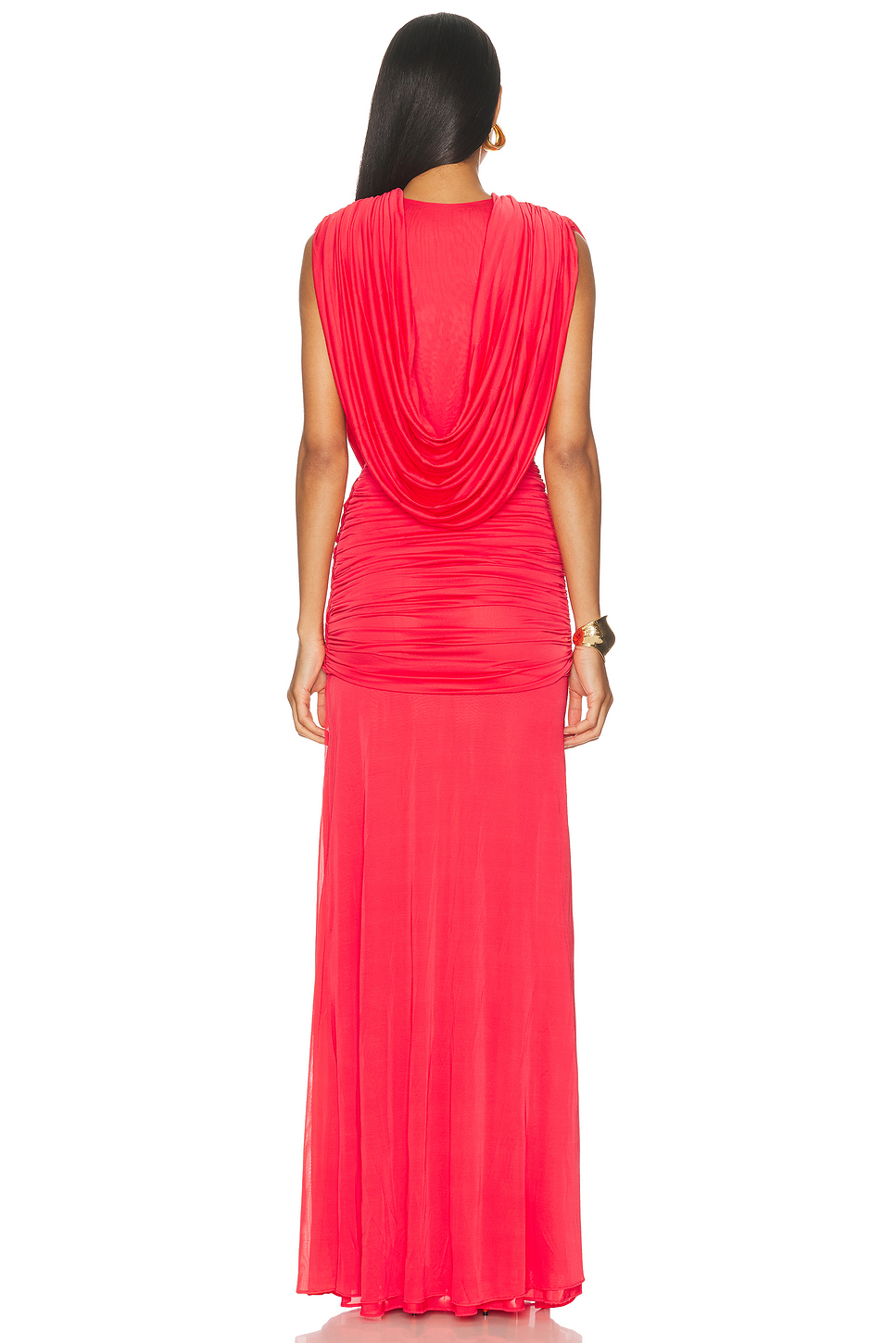 Rayon Blend Draped Column Gown