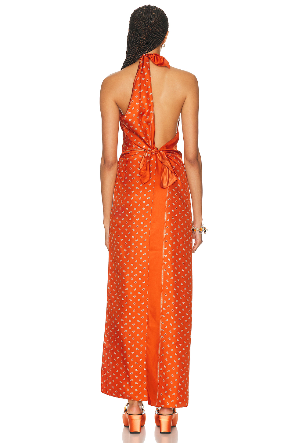 Bandana Scarf Tie One Shoulder Silk Dress