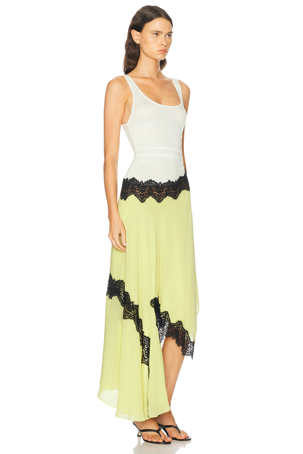 Cutaway Lace Gathered Dress