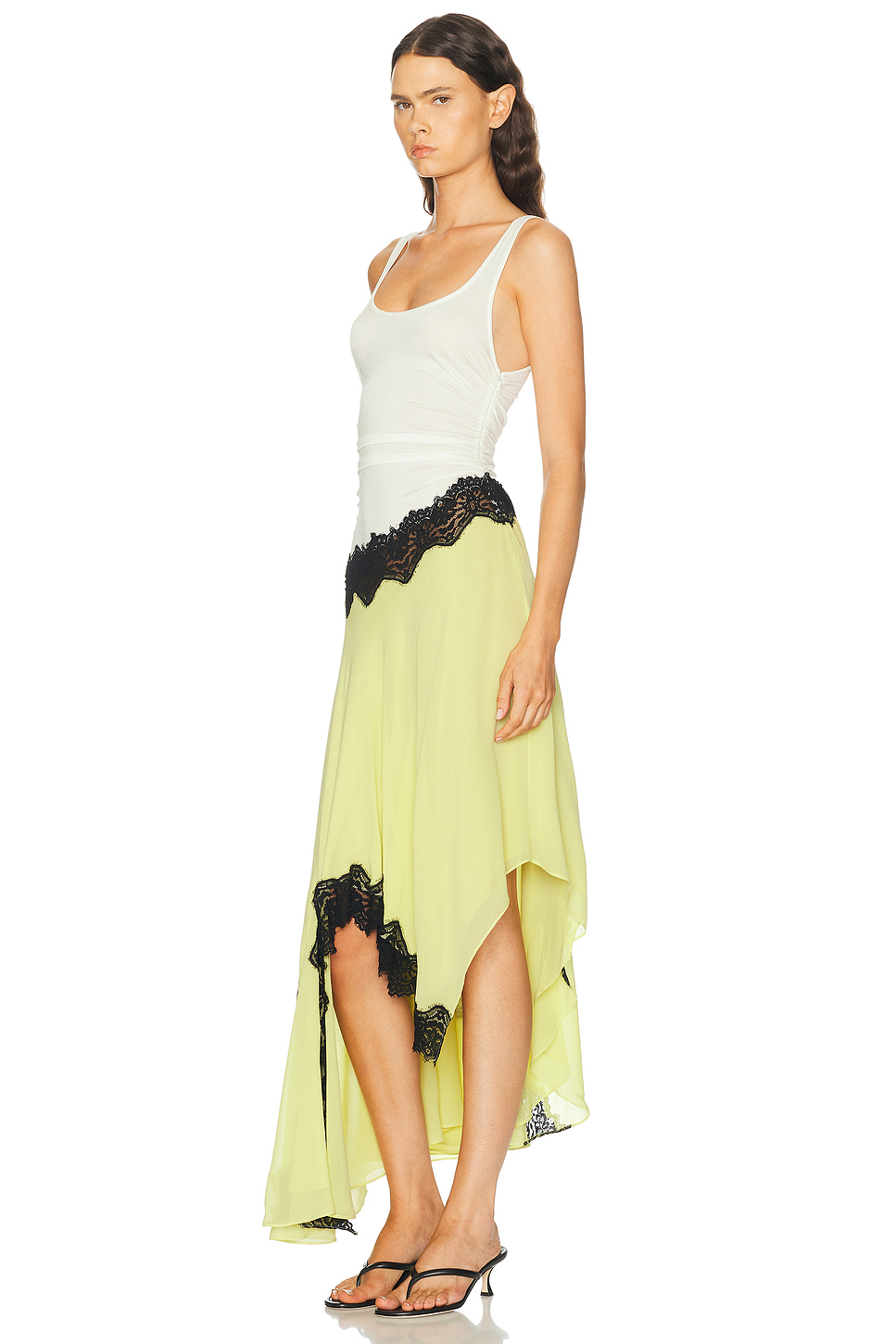 Cutaway Lace Gathered Dress