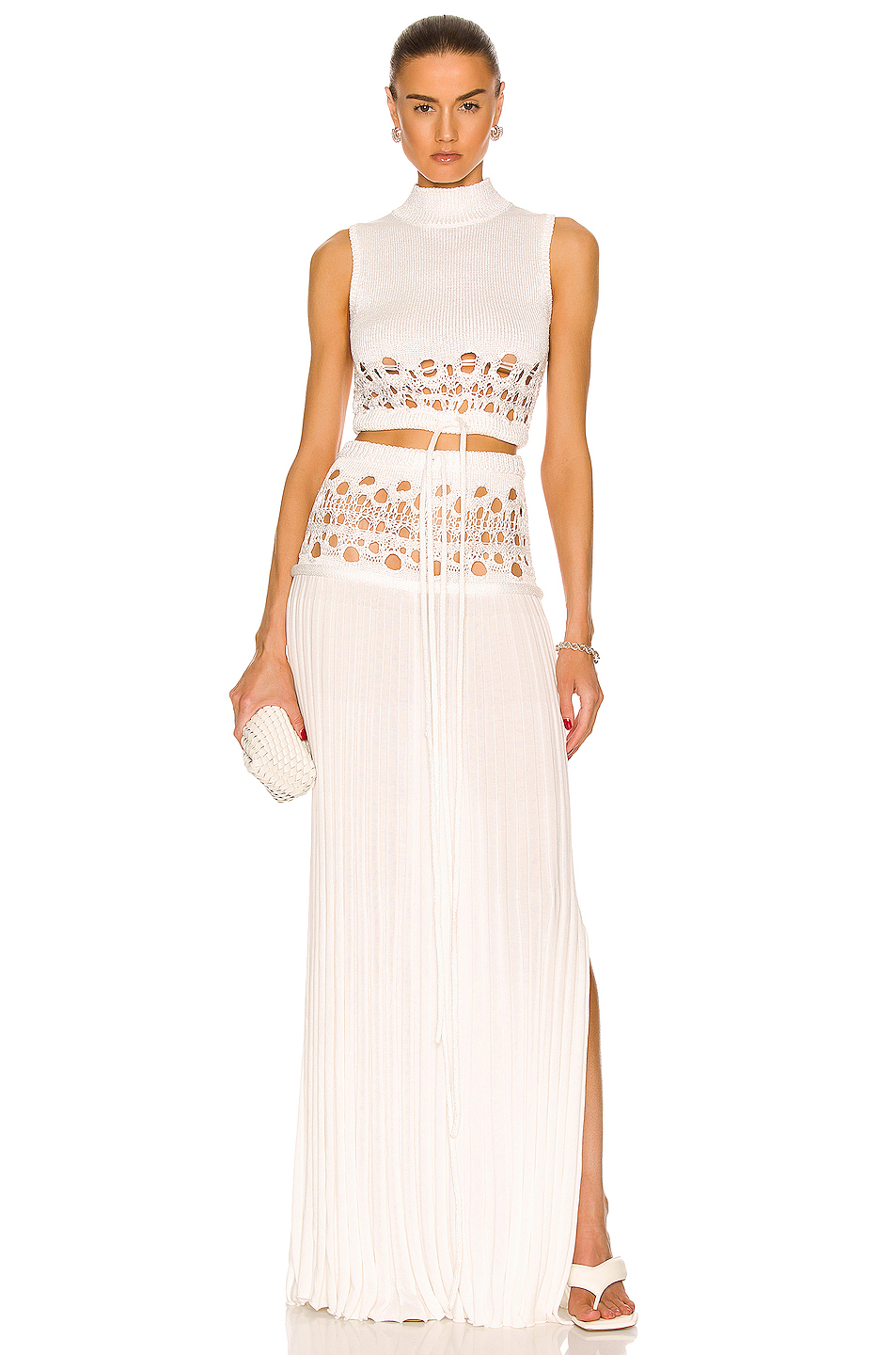 image 5 of christopher esber crochet pleat knit skirt in natural