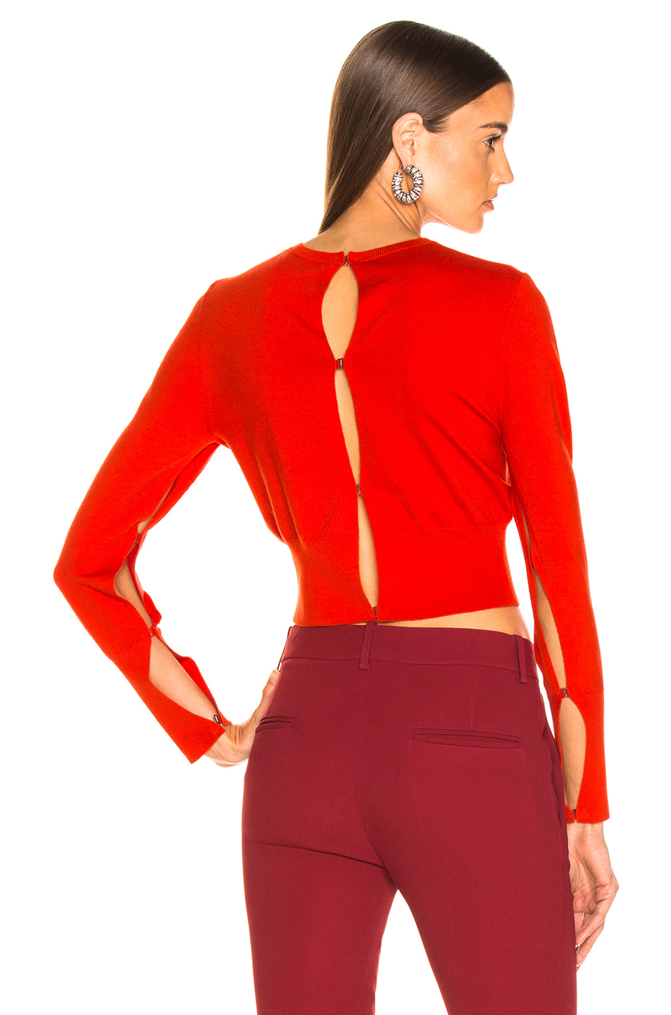image 1 of dion lee lingerie hook sweater in vermillion