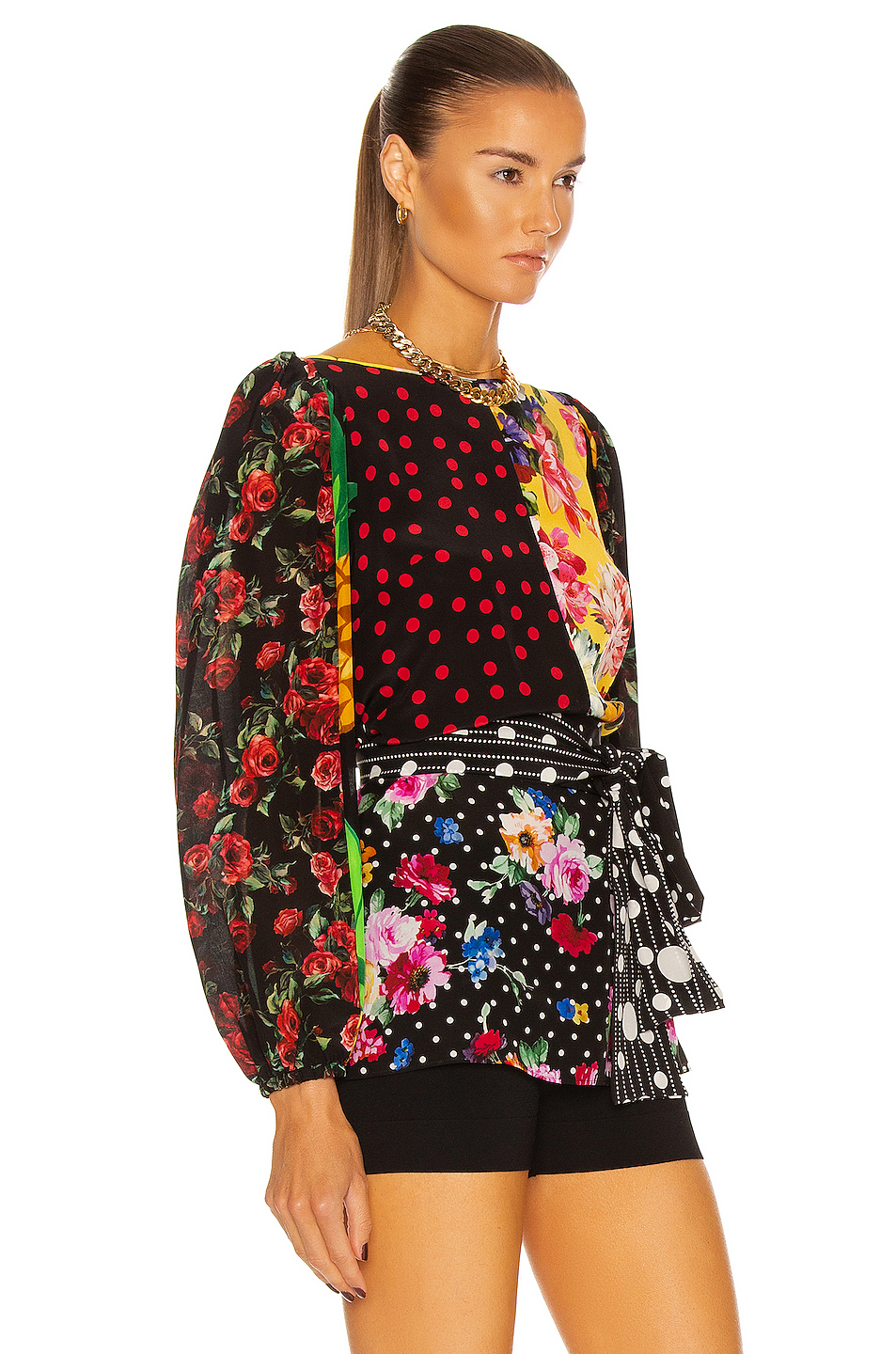 image 2 of dolce & gabbana printed patchwork blouse in multi