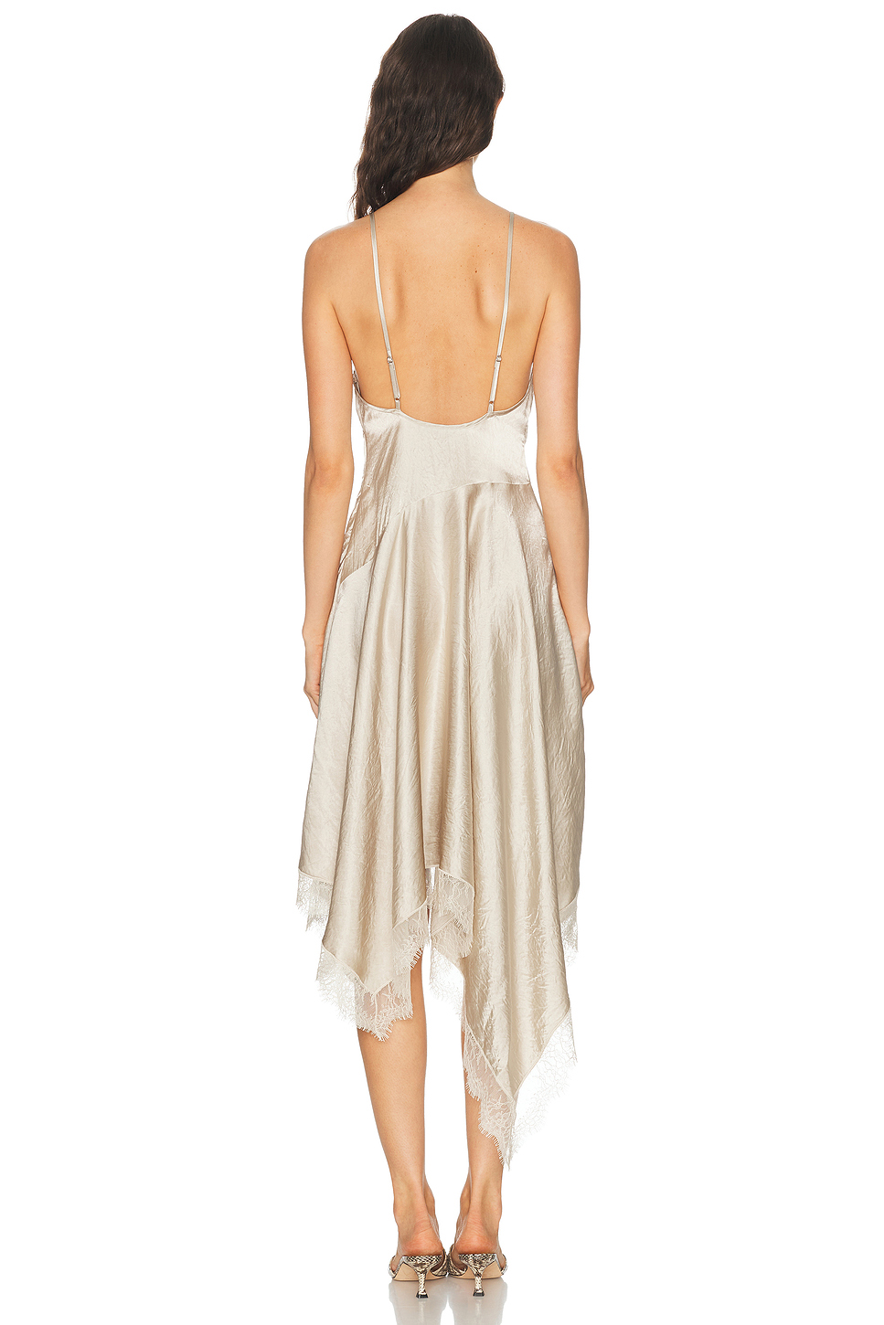 Rayon Satin Asymmetrical Midi Dress