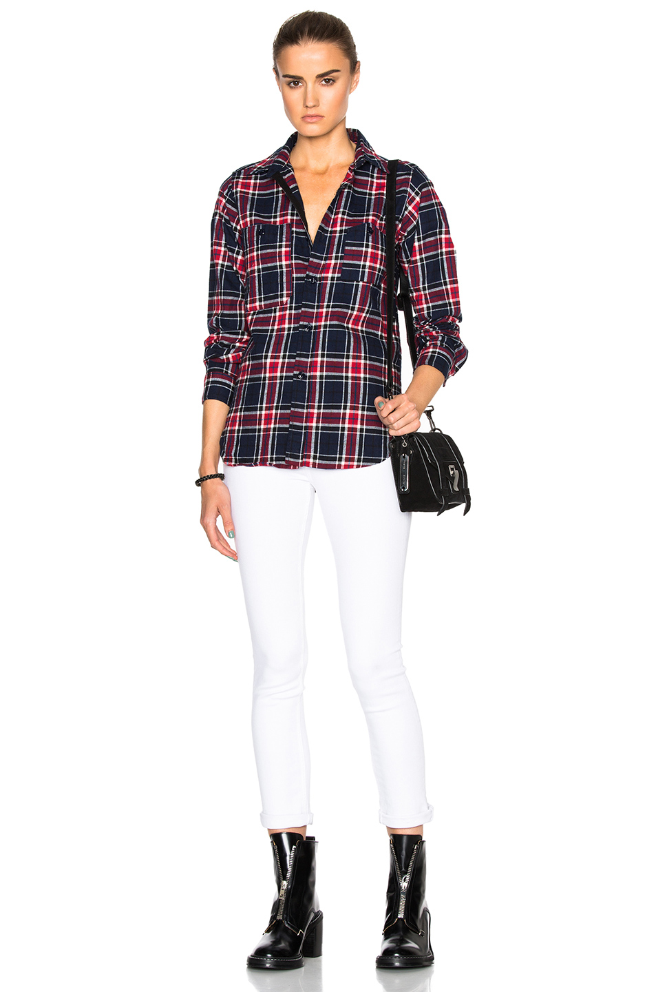 图象5 engineered garments big plaid flannel work shirt – navy &