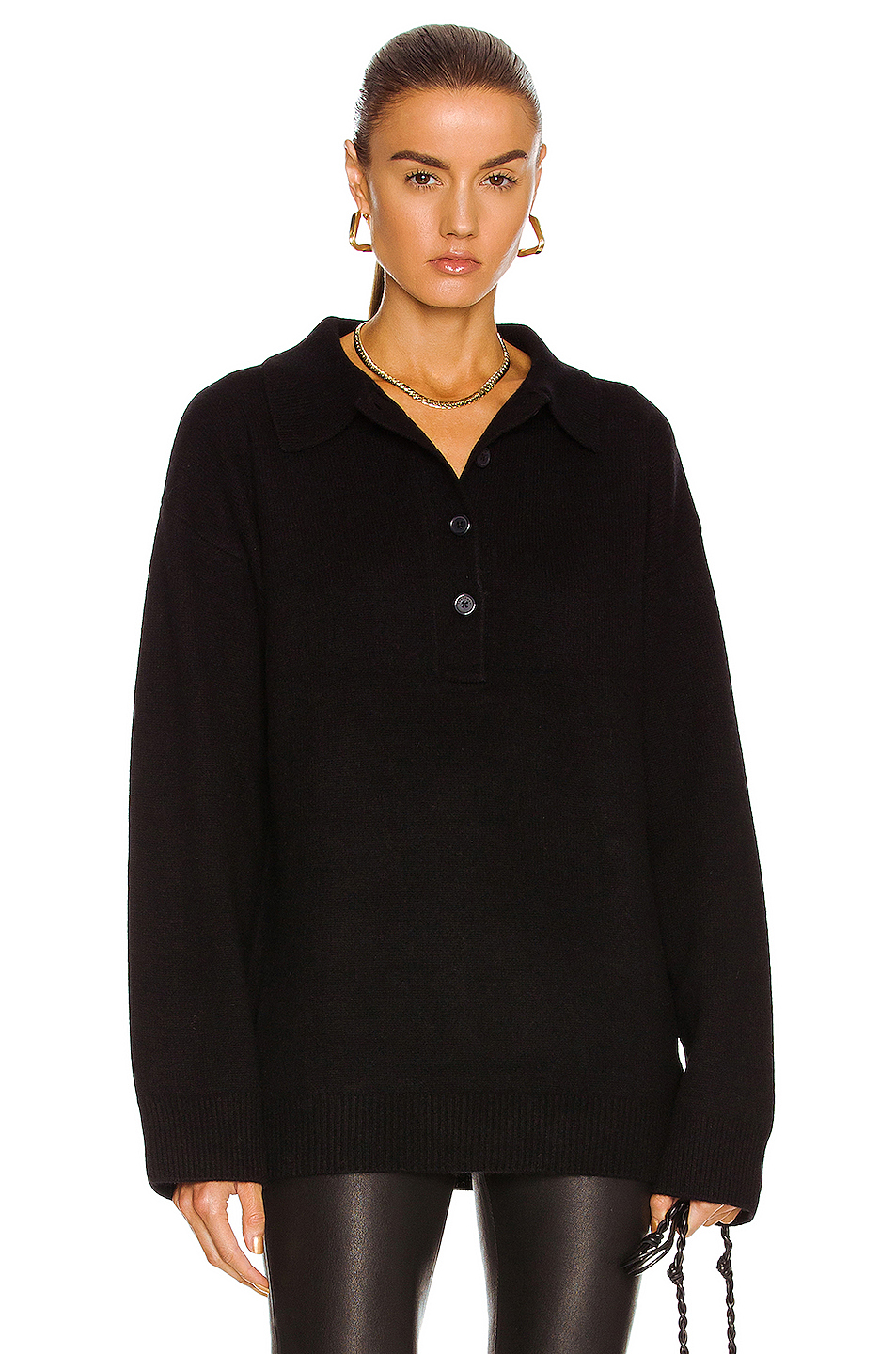 image 1 of equipment lenna polo sweater in true black