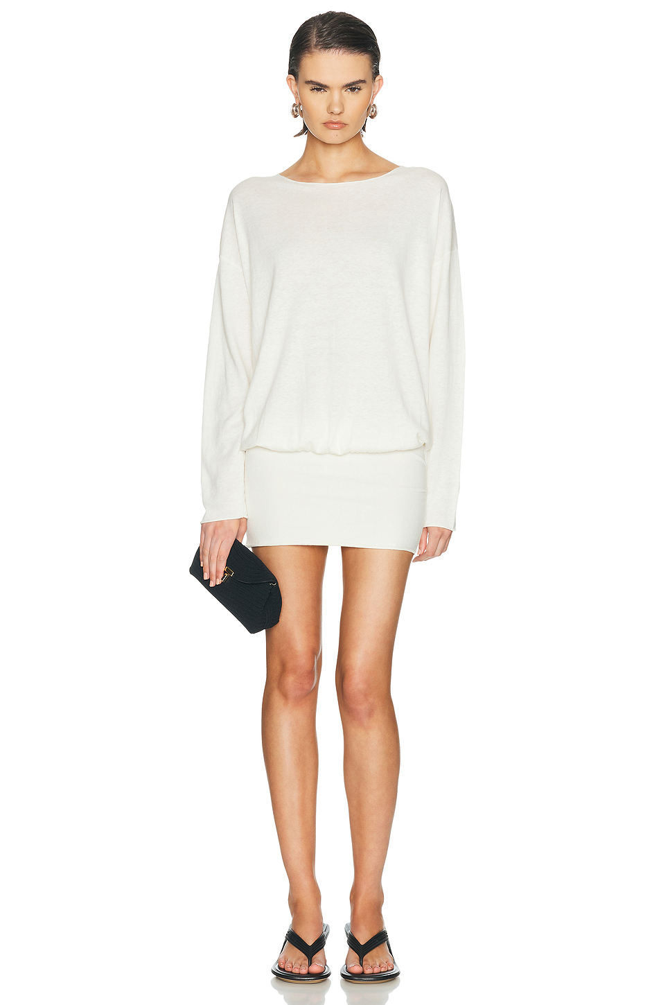 Boatneck Mini Dress in Organic Cotton and Linen Knit