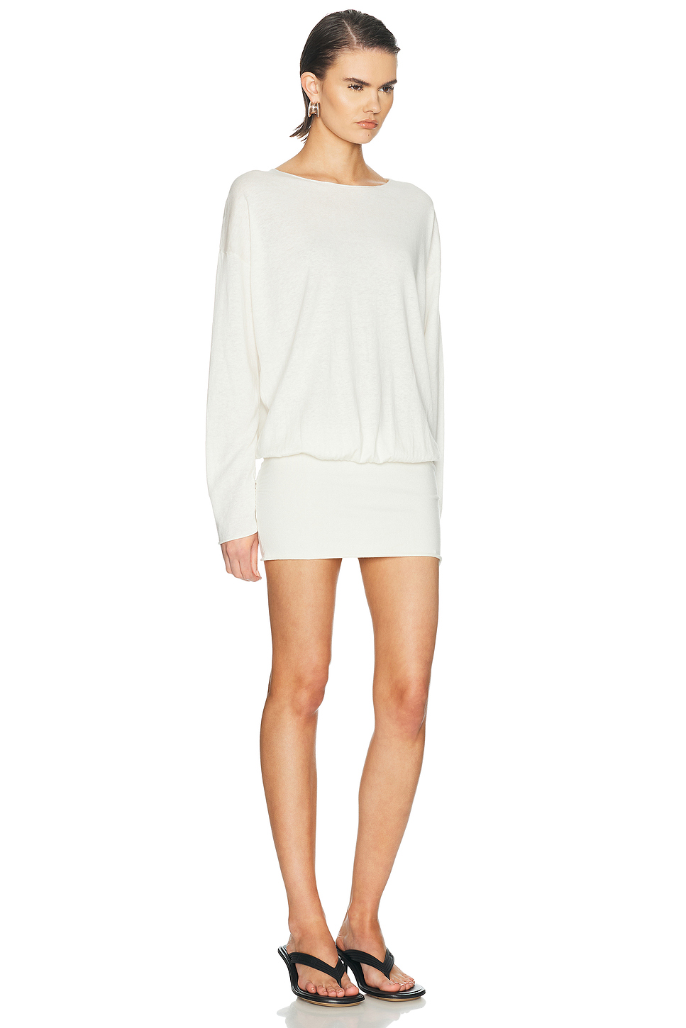 Boatneck Mini Dress in Organic Cotton and Linen Knit