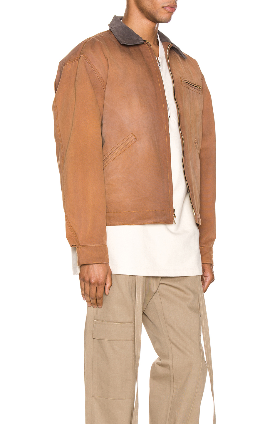 image 3 of fear of god canvas work jacket in brick & brown