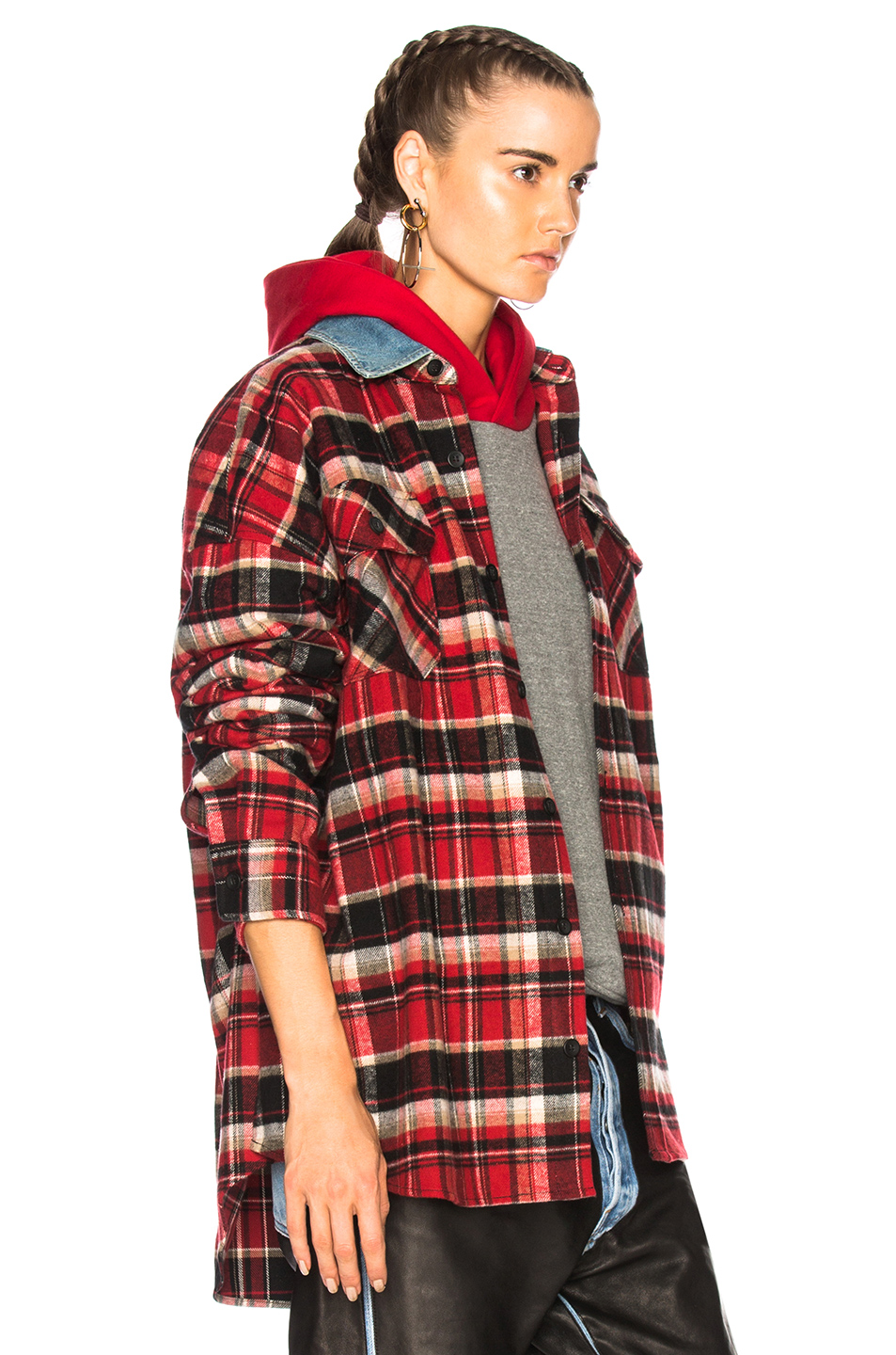 图象2 oversized flannel 系扣衬衫