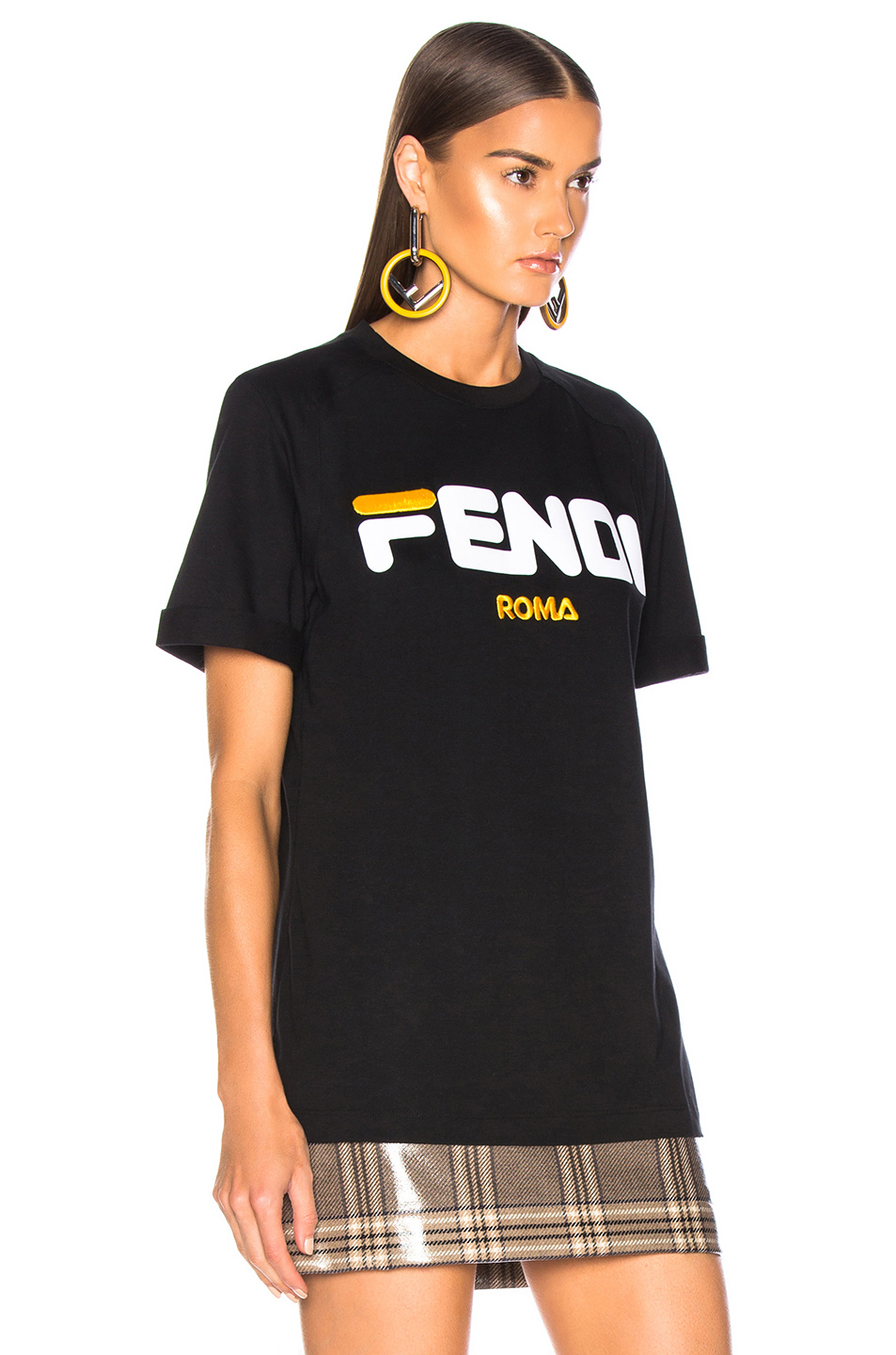fendi fendi mania logo tee – 黑色 | fwrd