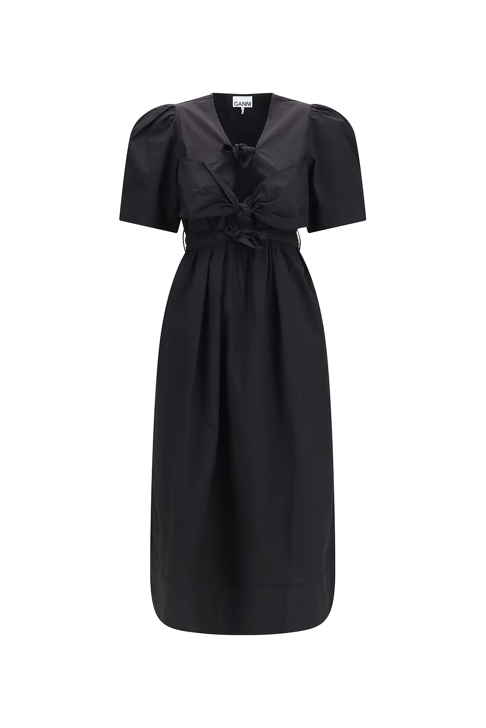 Ganni Bow Puff Shoulder Midi