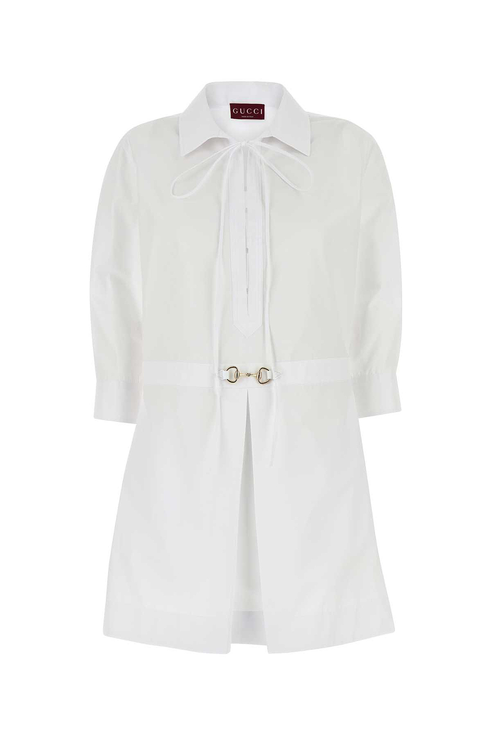 White Cotton Poplin Shirt Dress