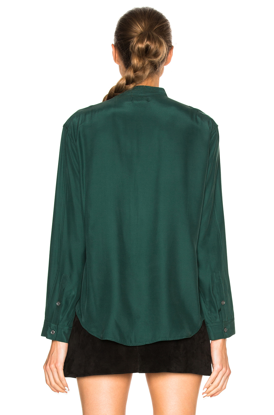 frame denim silk troop top – 云杉绿 | fwrd