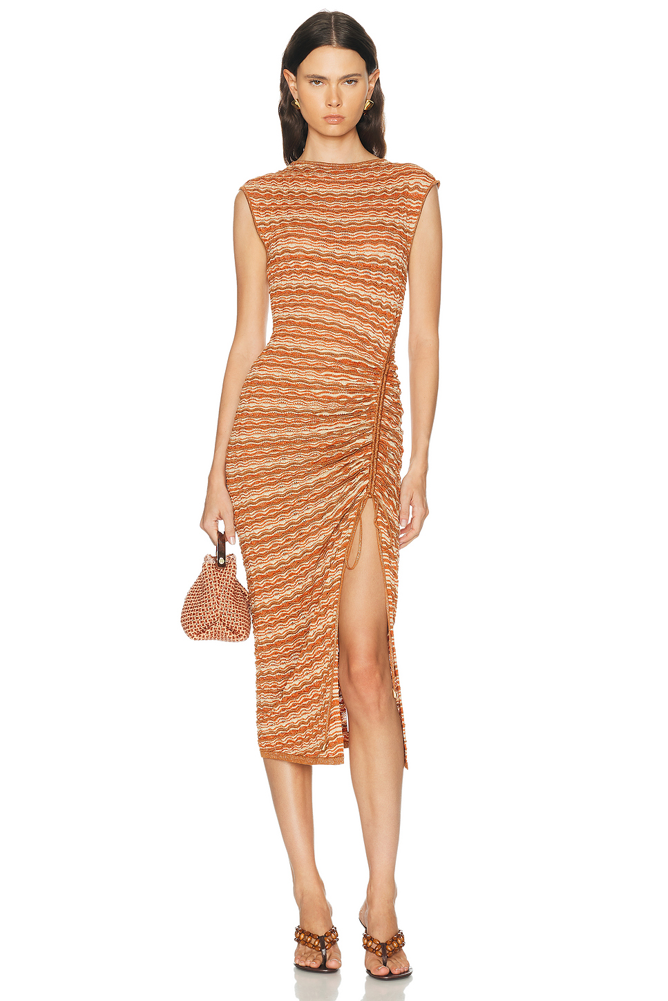 Lyocell Metallic Knit Midi Dress
