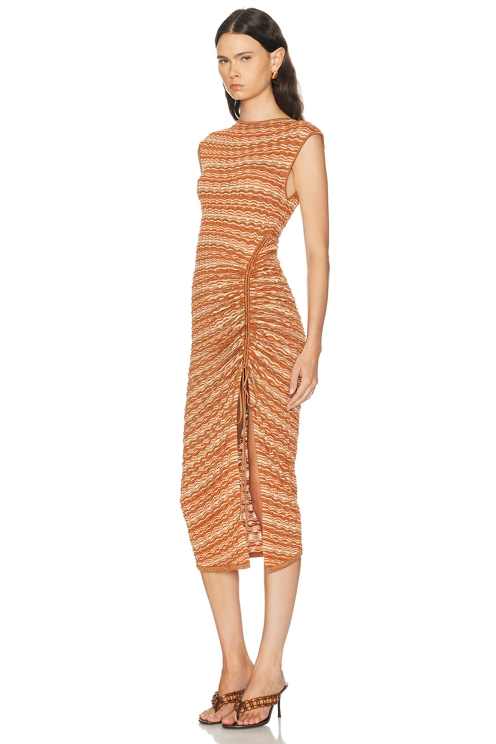 Lyocell Metallic Knit Midi Dress