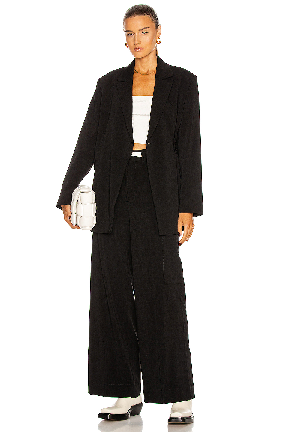 image 5 of ganni melange suiting blazer in black