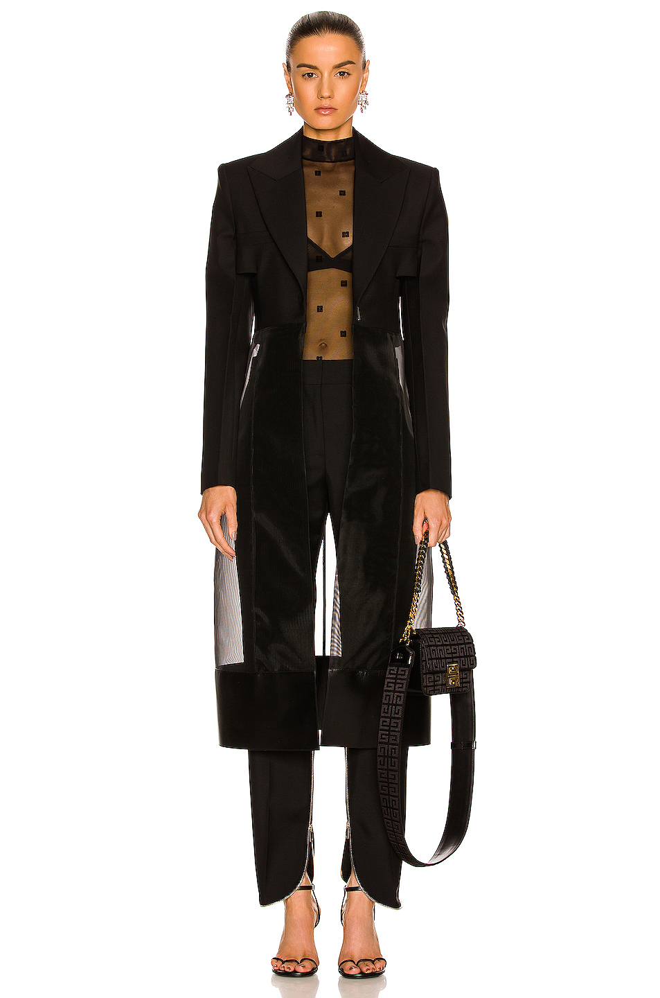 image 1 of givenchy long mohair coat in black