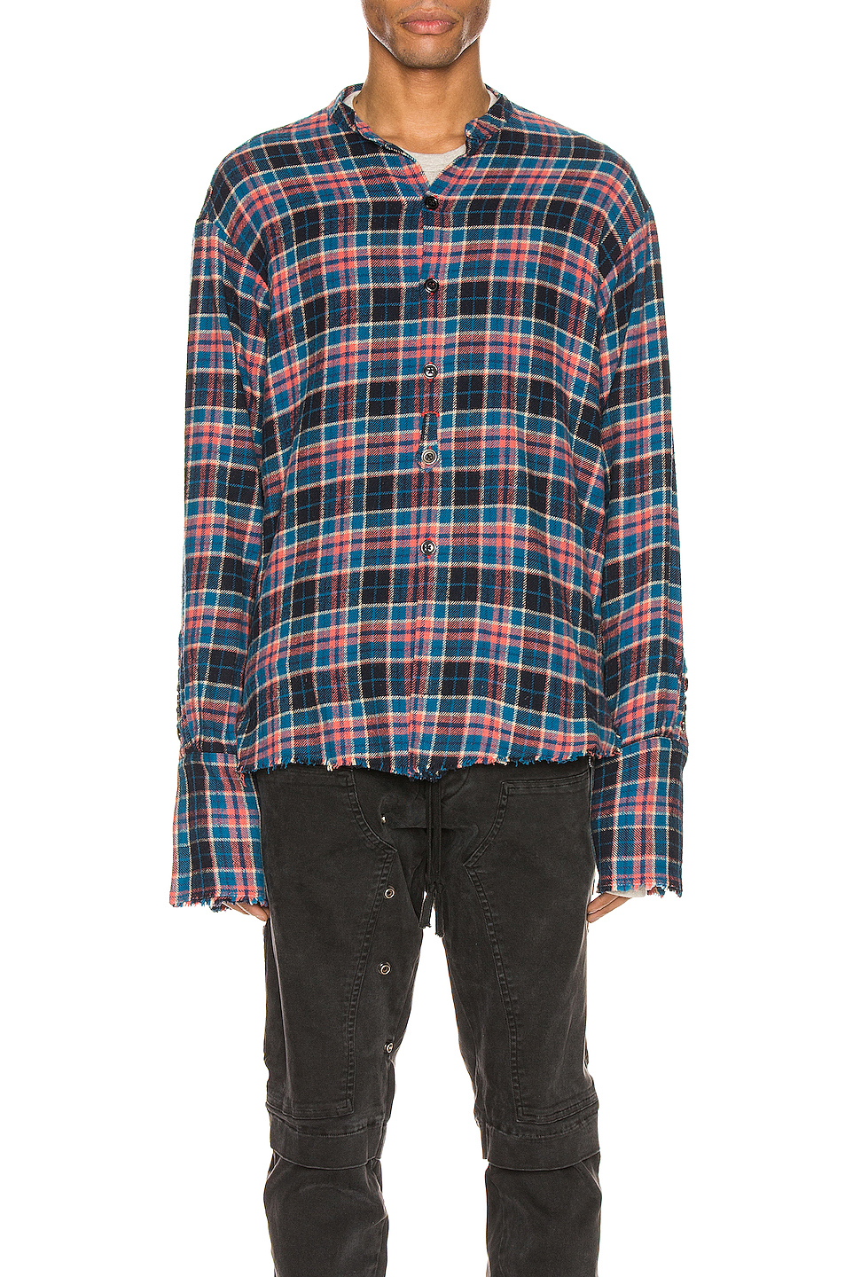 greg lauren 格子衬衫 – blue | fwrd