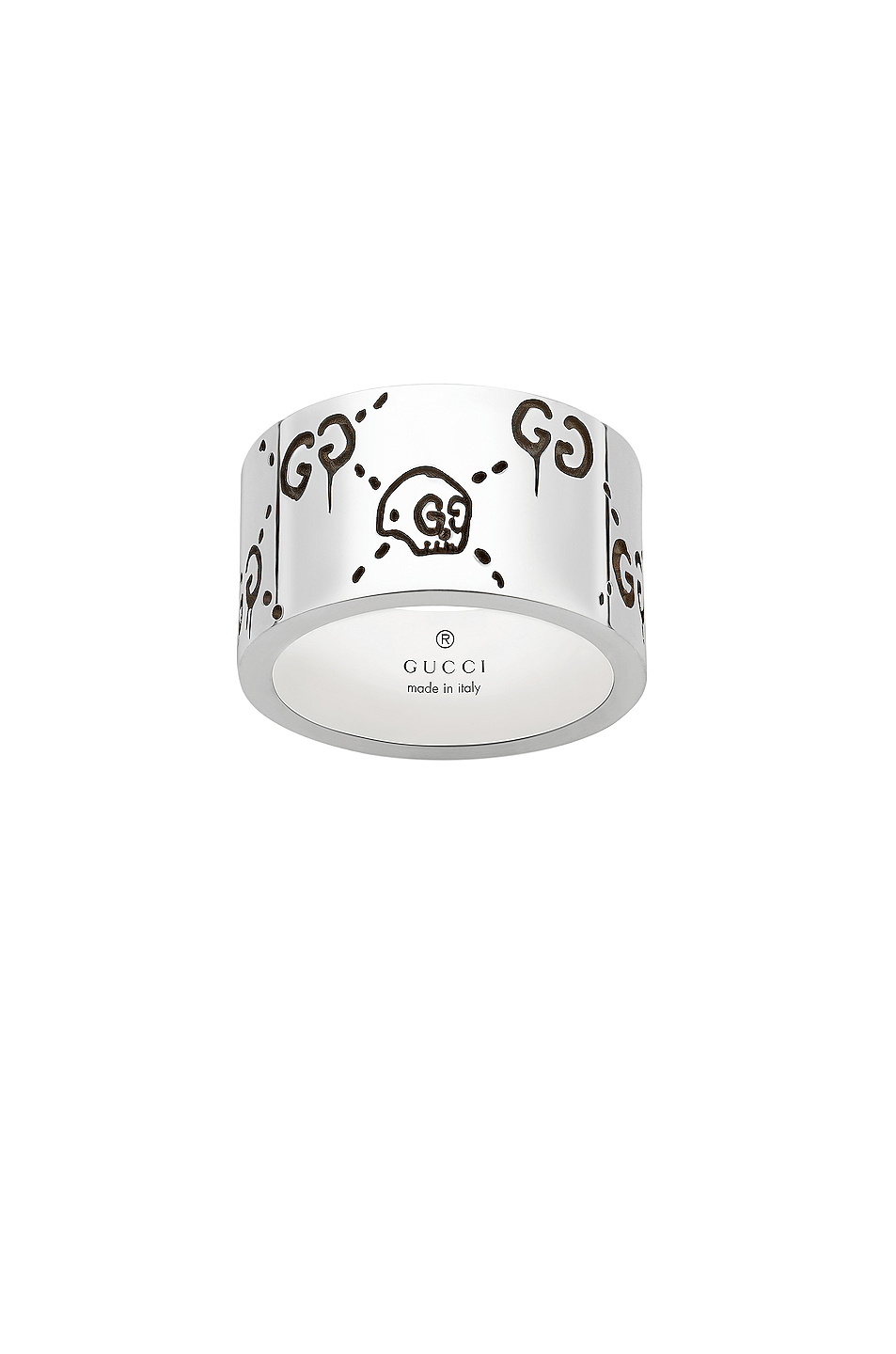 gucci guccighost 宽戒指 – sterling silver & black | fwrd