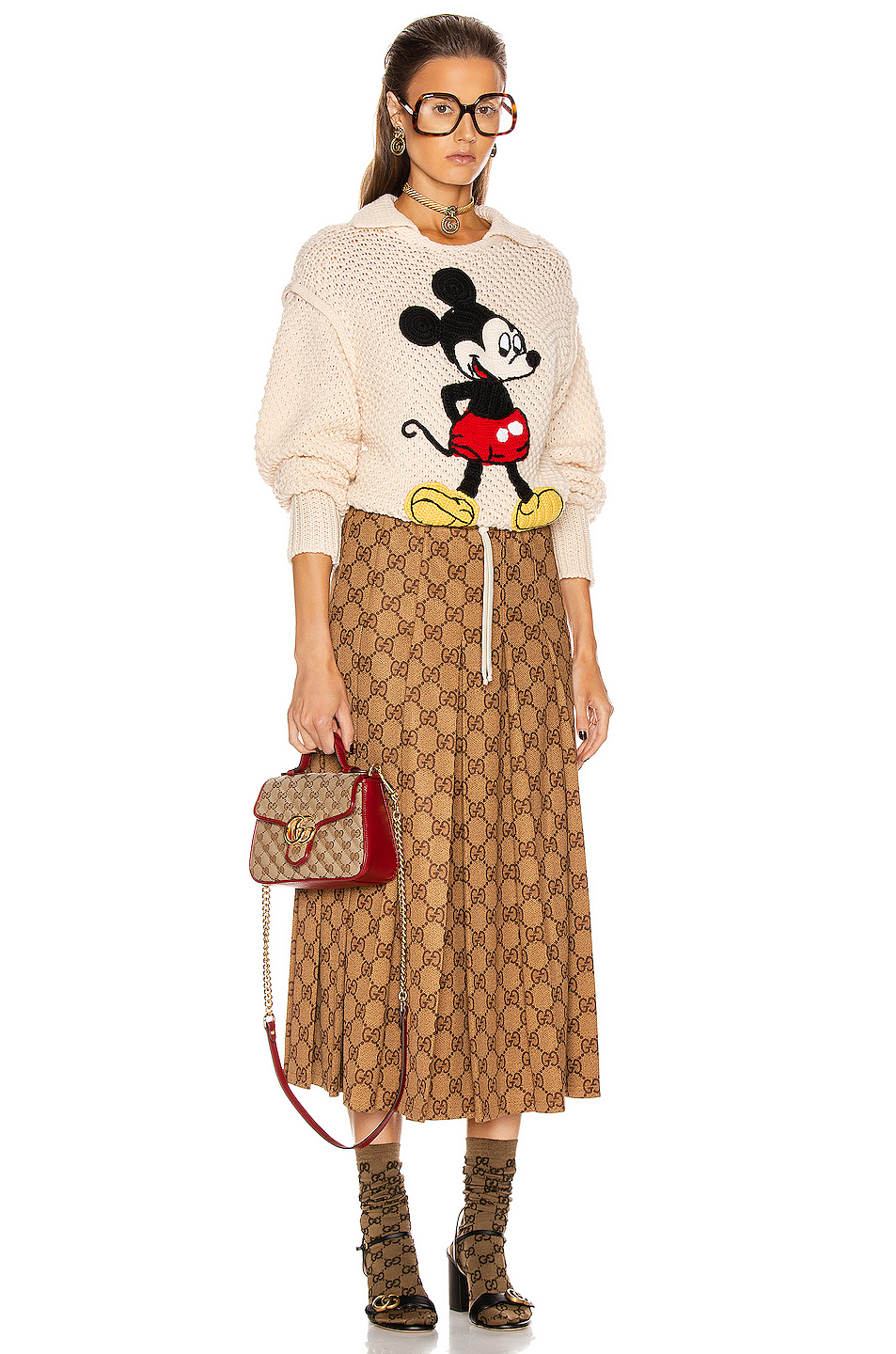 image 4 of gucci gg midi skirt in vintage camel