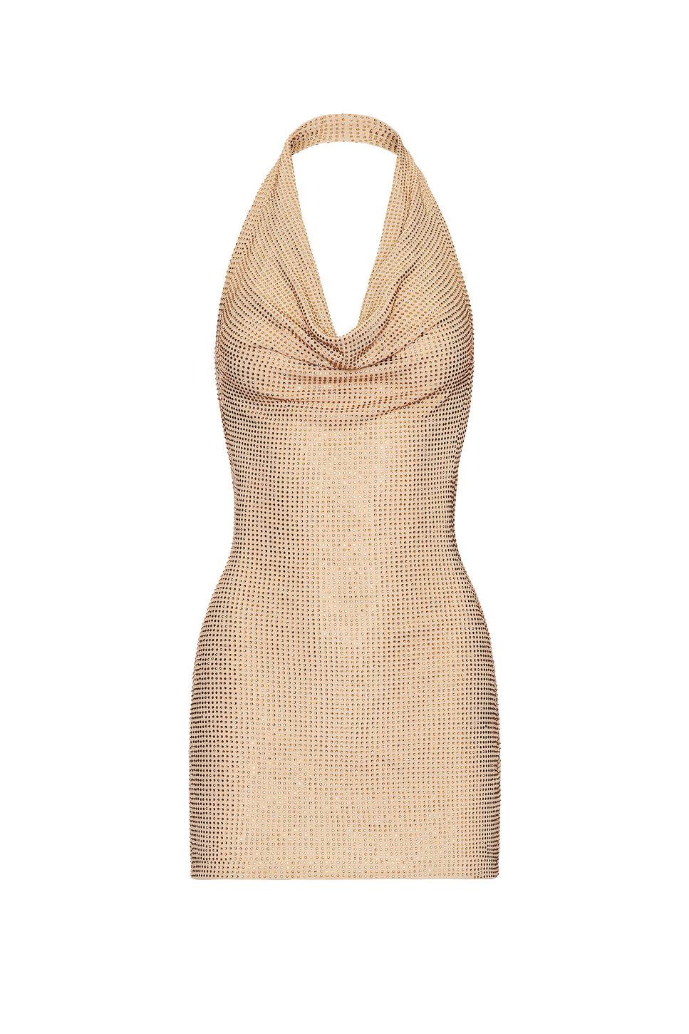 Rhinestone Halter Cowl Mini Dress