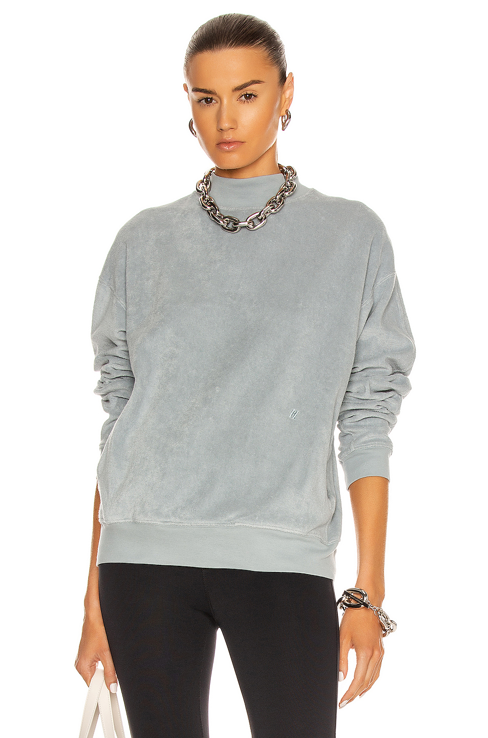 image 1 of helmut lang towel terry sweatshirt in space grey