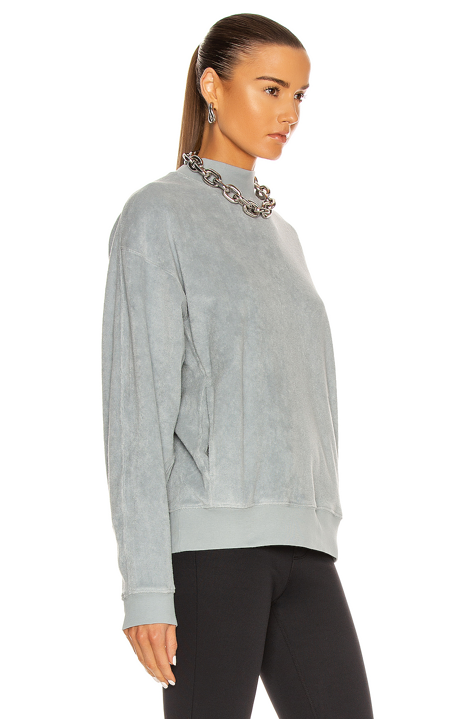 image 2 of helmut lang towel terry sweatshirt in space grey