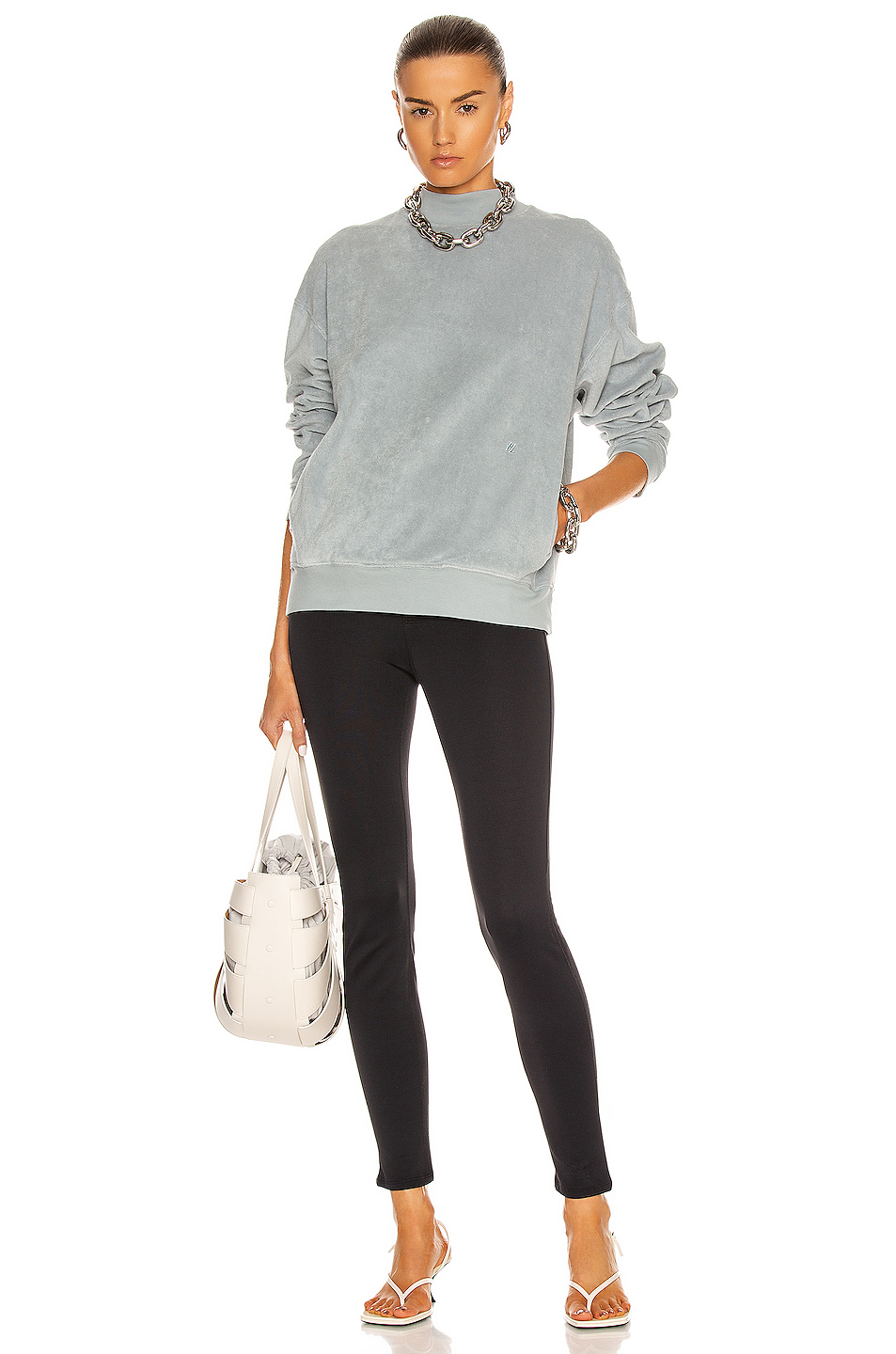 image 5 of helmut lang towel terry sweatshirt in space grey