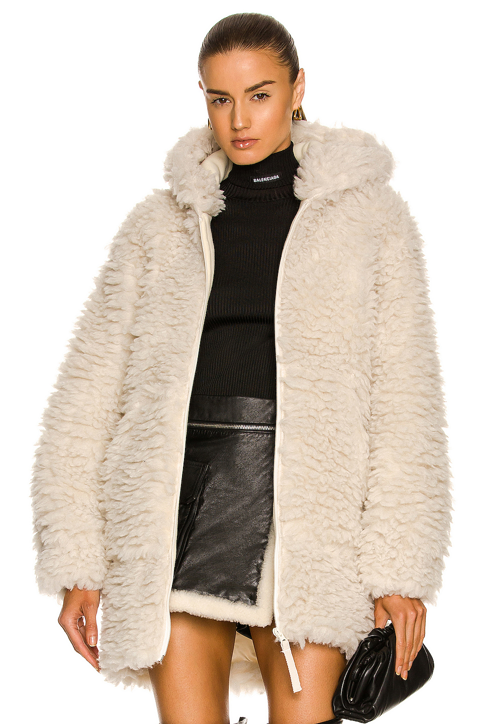 image 1 of helmut lang fleece parka in ivory