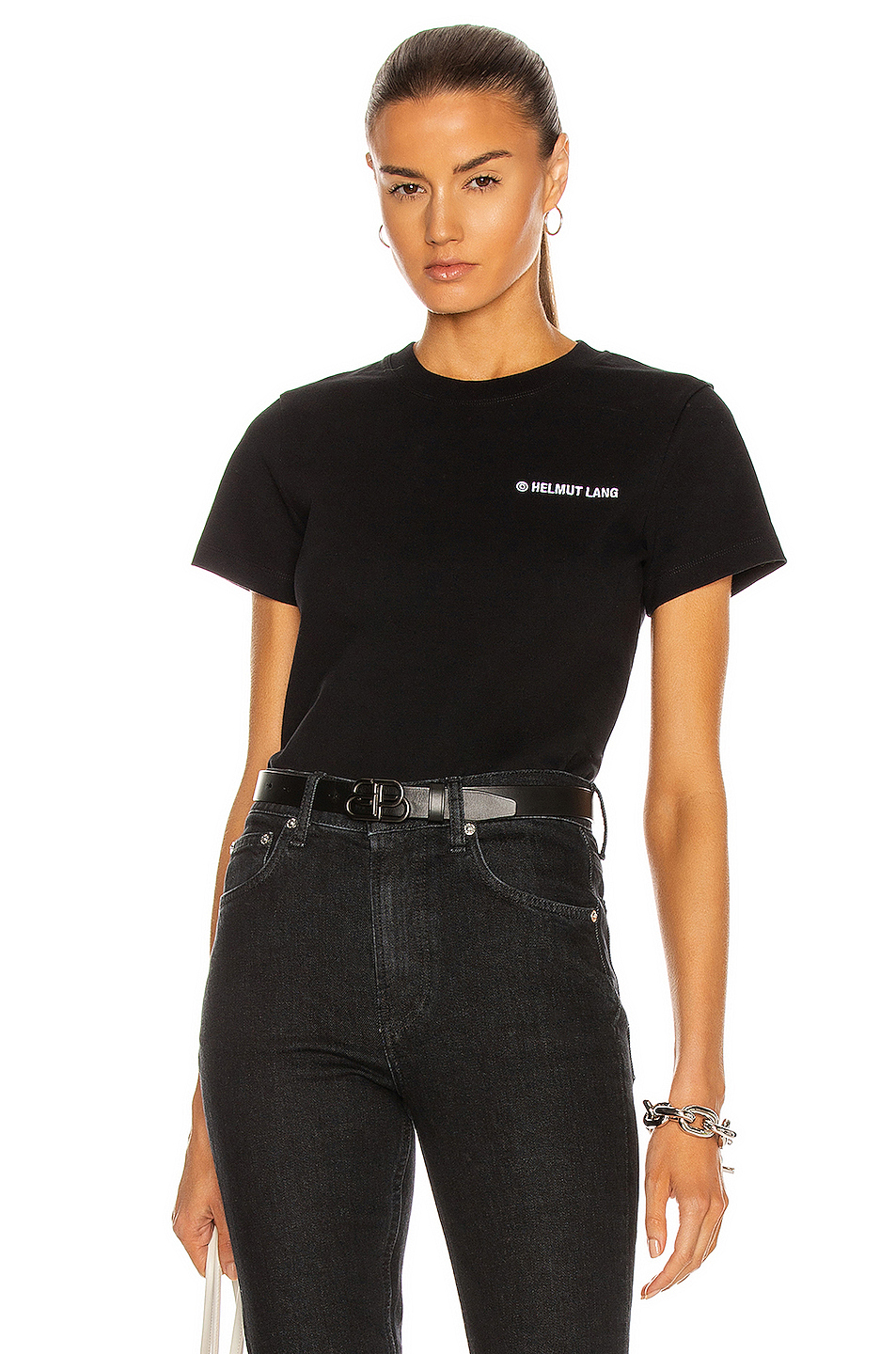 image 1 of helmut lang logo baby tee in black