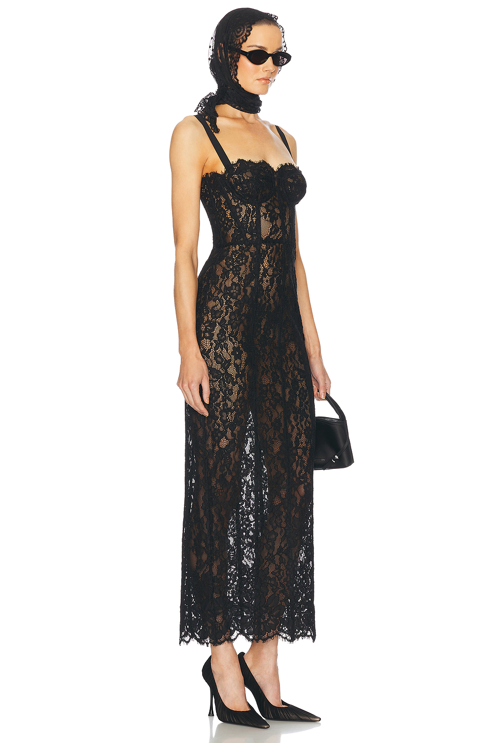 Lace Bustier Column Dress with Adjustable Straps
