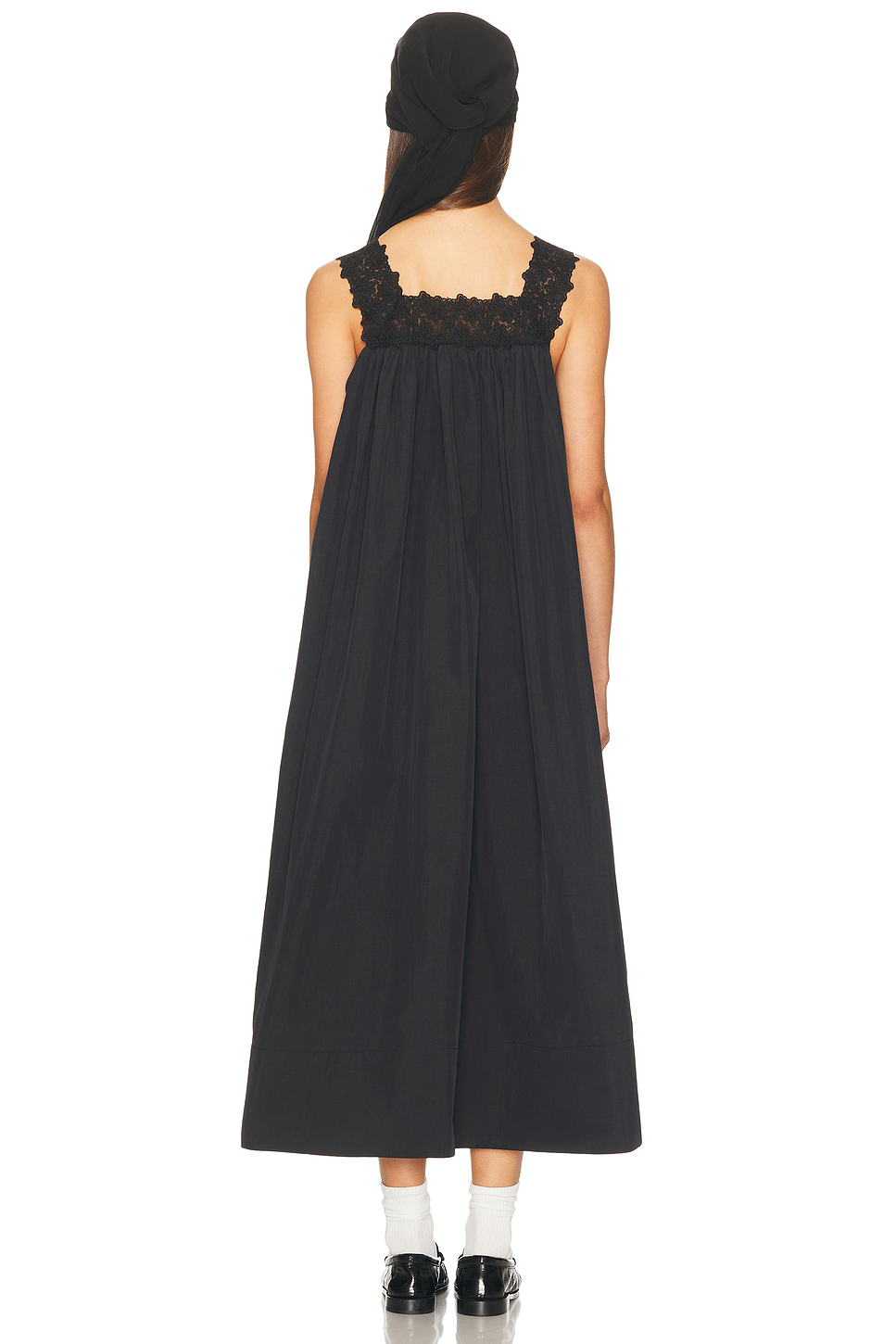 Lace Trim Taffeta Midi