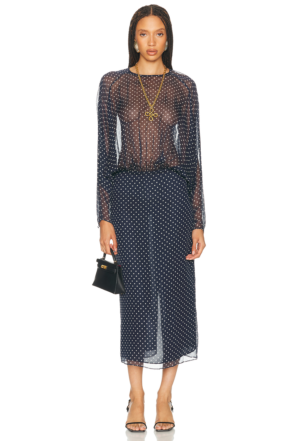 Sabrina Printed Silk Chiffon Midi Dress