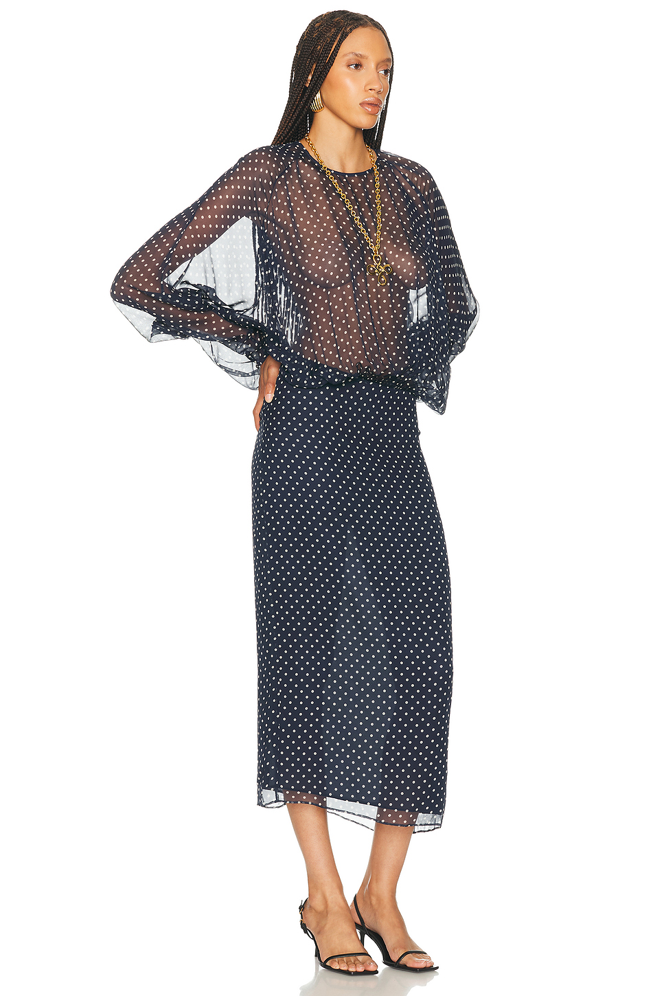 Sabrina Printed Silk Chiffon Midi Dress